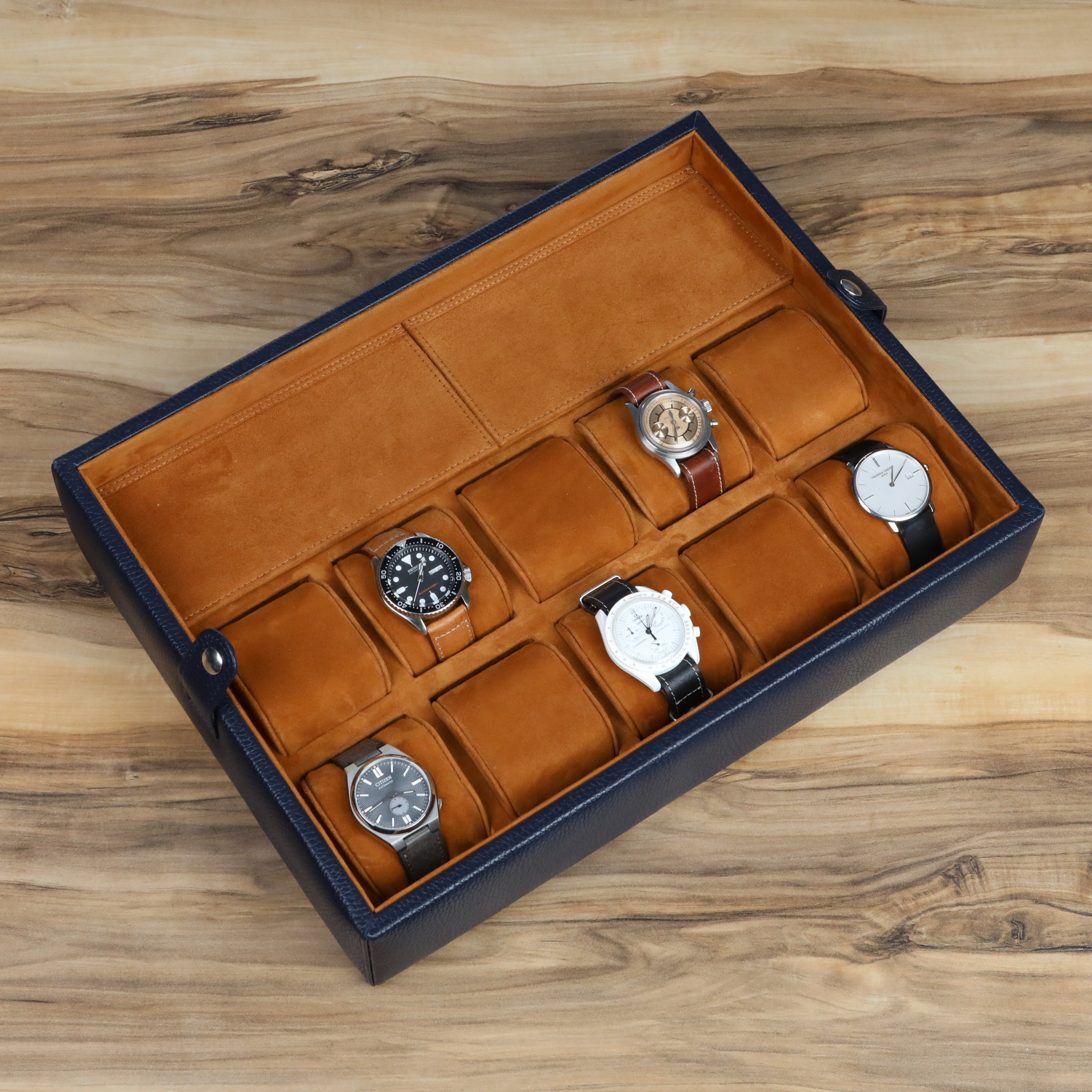 Leather Watch Box for 10 / D. Blue