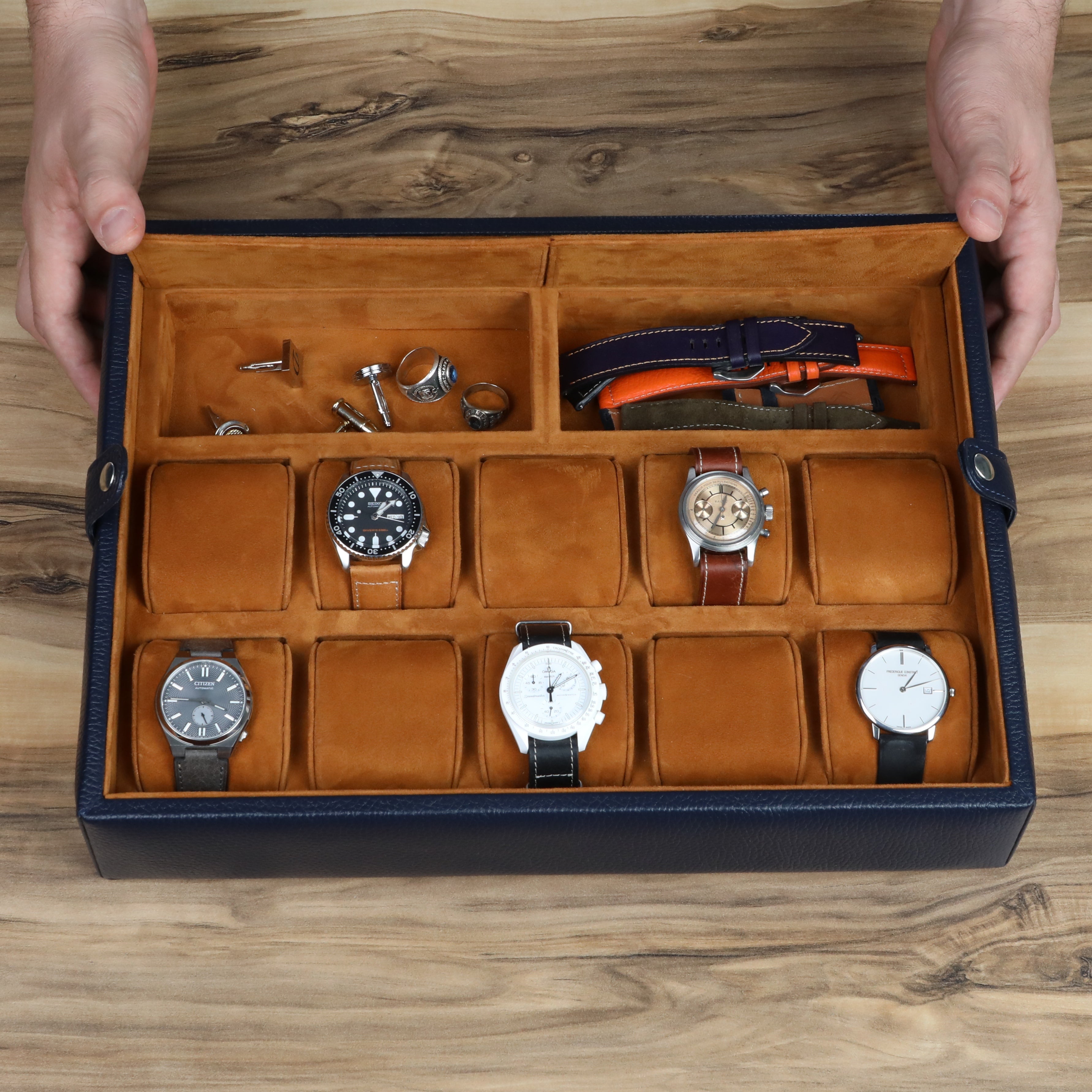 Leather Watch Box for 10 / D. Blue