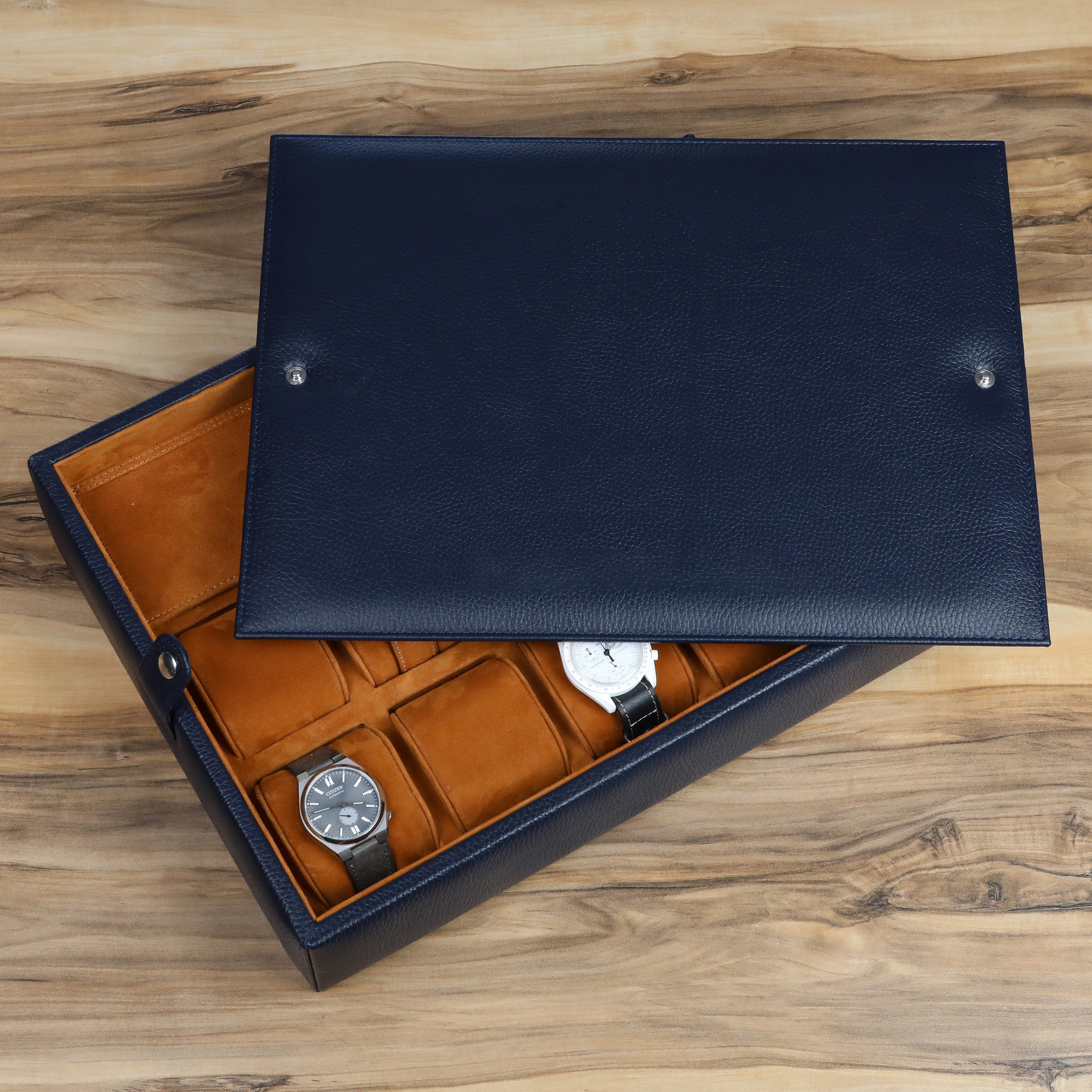 Leather Watch Box for 10 / D. Blue