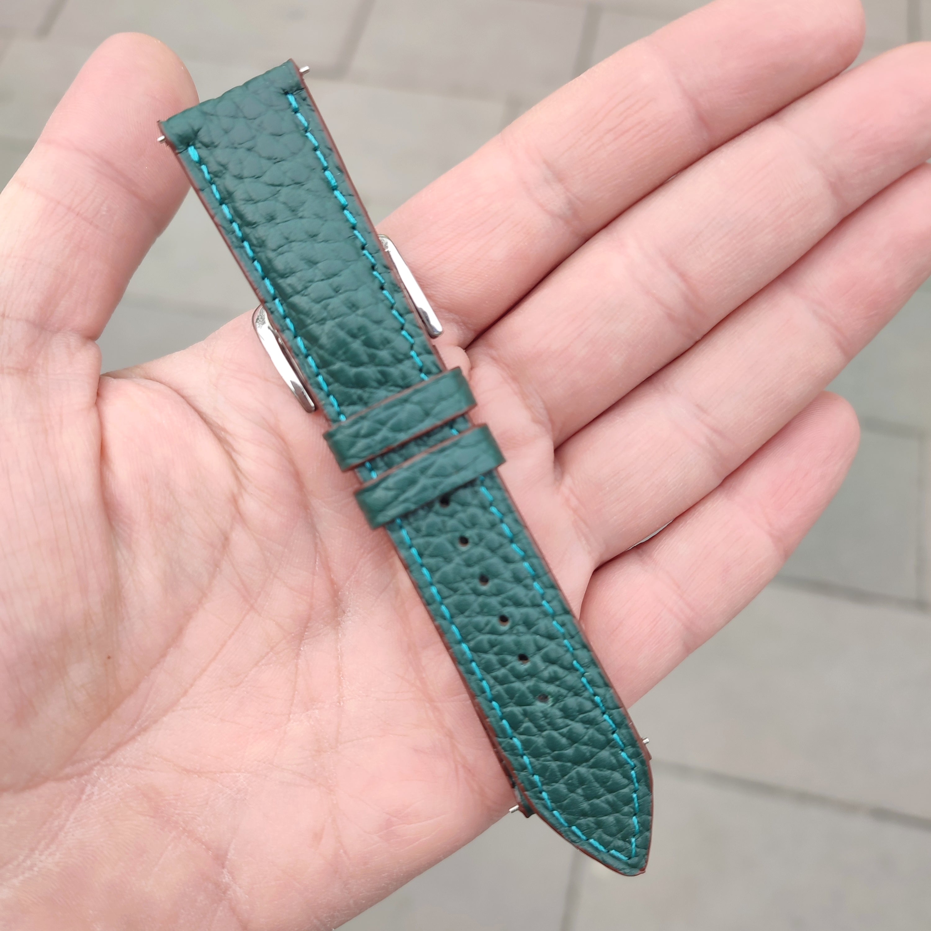 Embossed Leather Strap - Green
