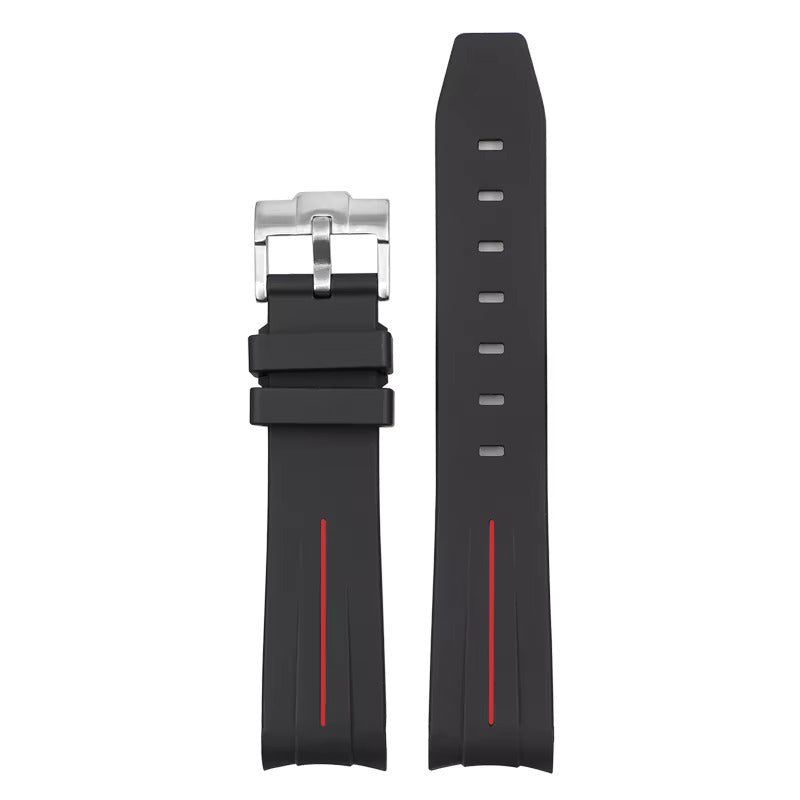 Moonswatch / Submariner / GMT Master II / Seamaster / Speedmaster / Planet Ocean 42 Compatible Rubber Watch Strap - Black White