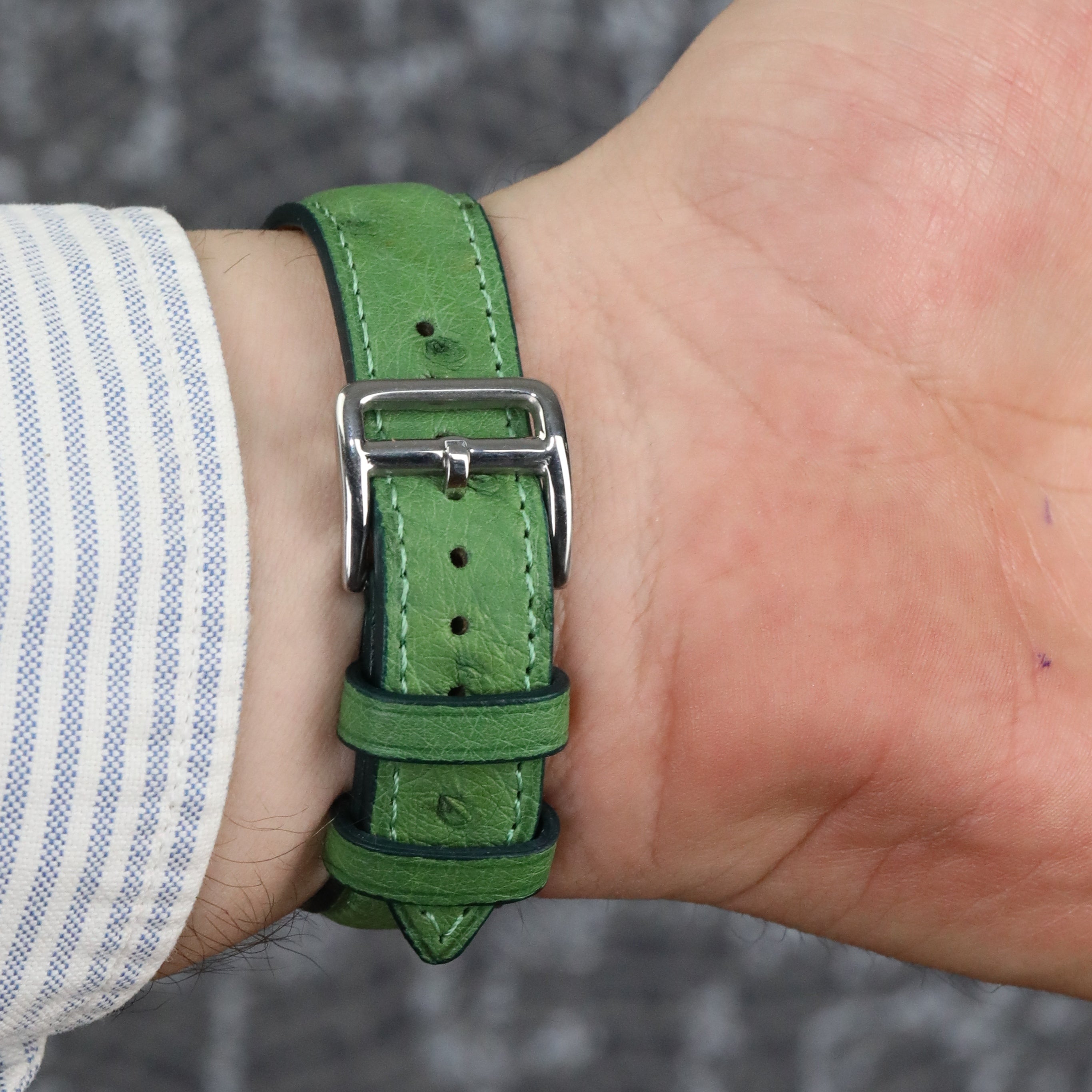 Ostrich Leather Strap -  Green