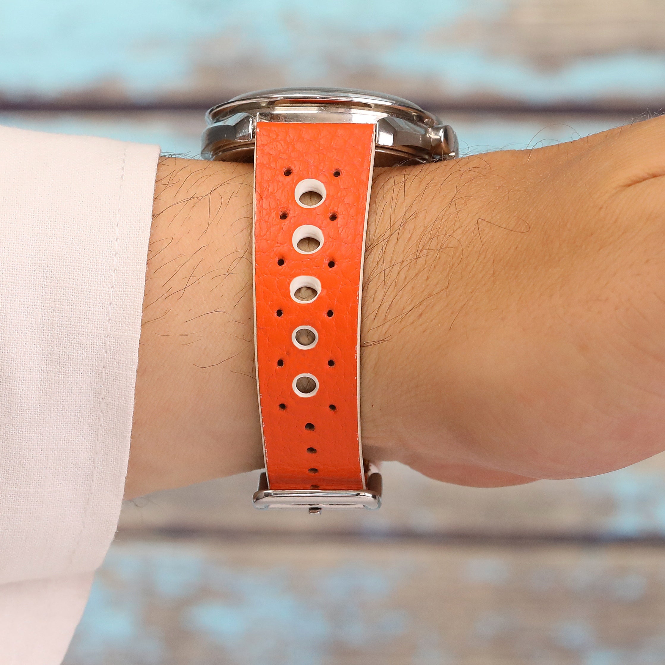 Rally Style Leather Strap - Orange