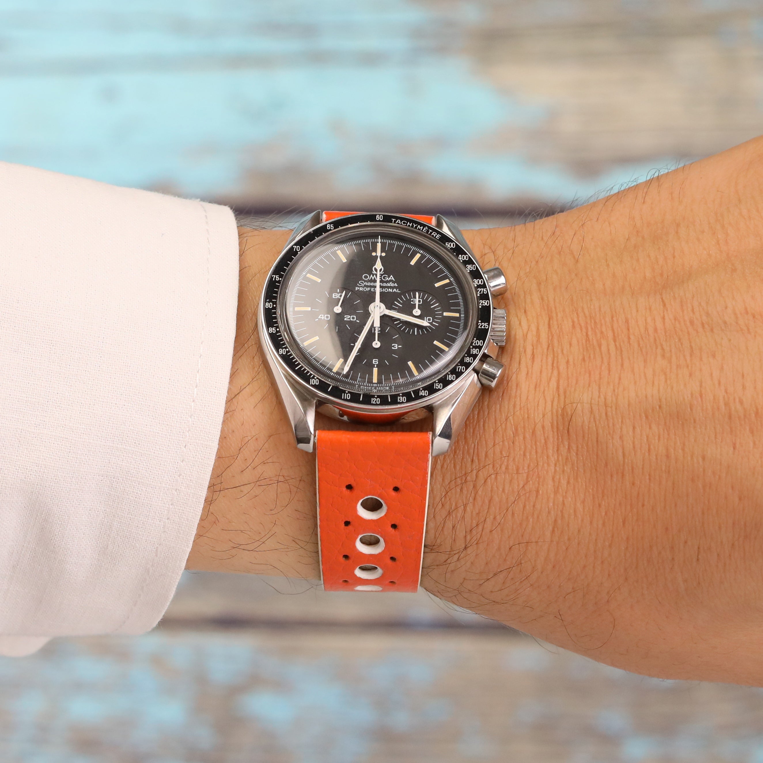 Rally Style Leather Strap - Orange