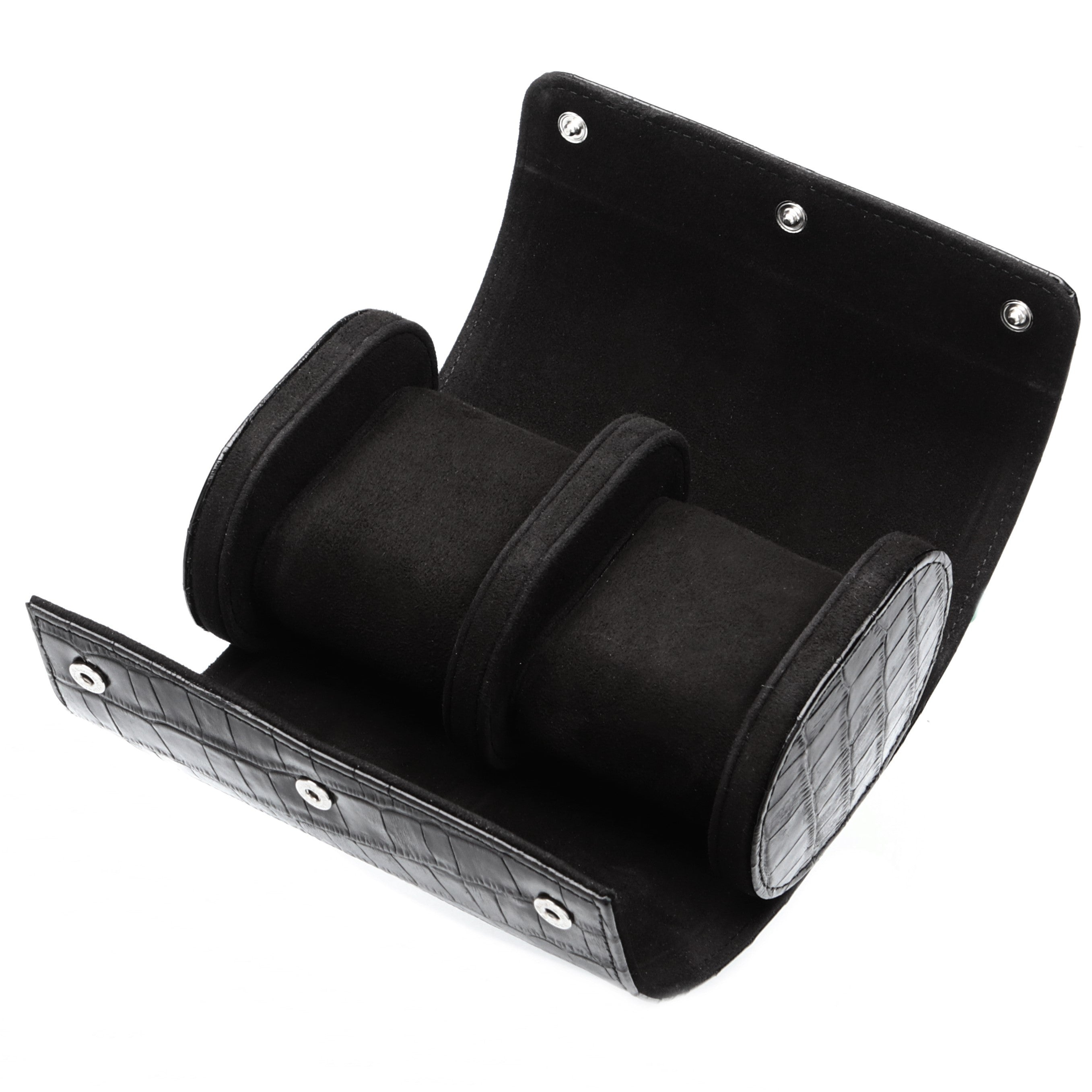 Lusse Leather Watch Roll for 2 - Black