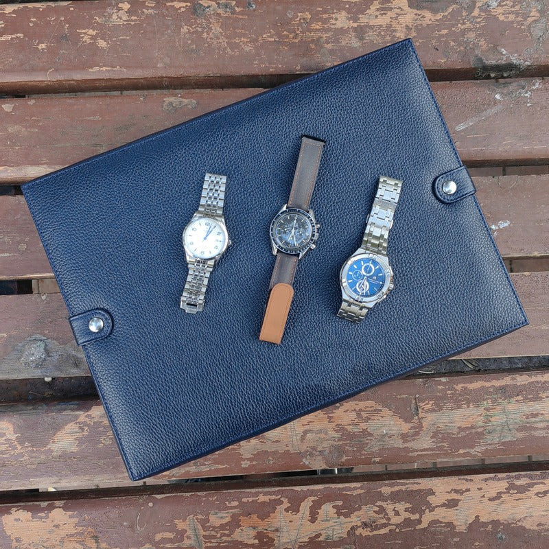 Garde-Temps Leather Watch Box for 15 / Dark Blue
