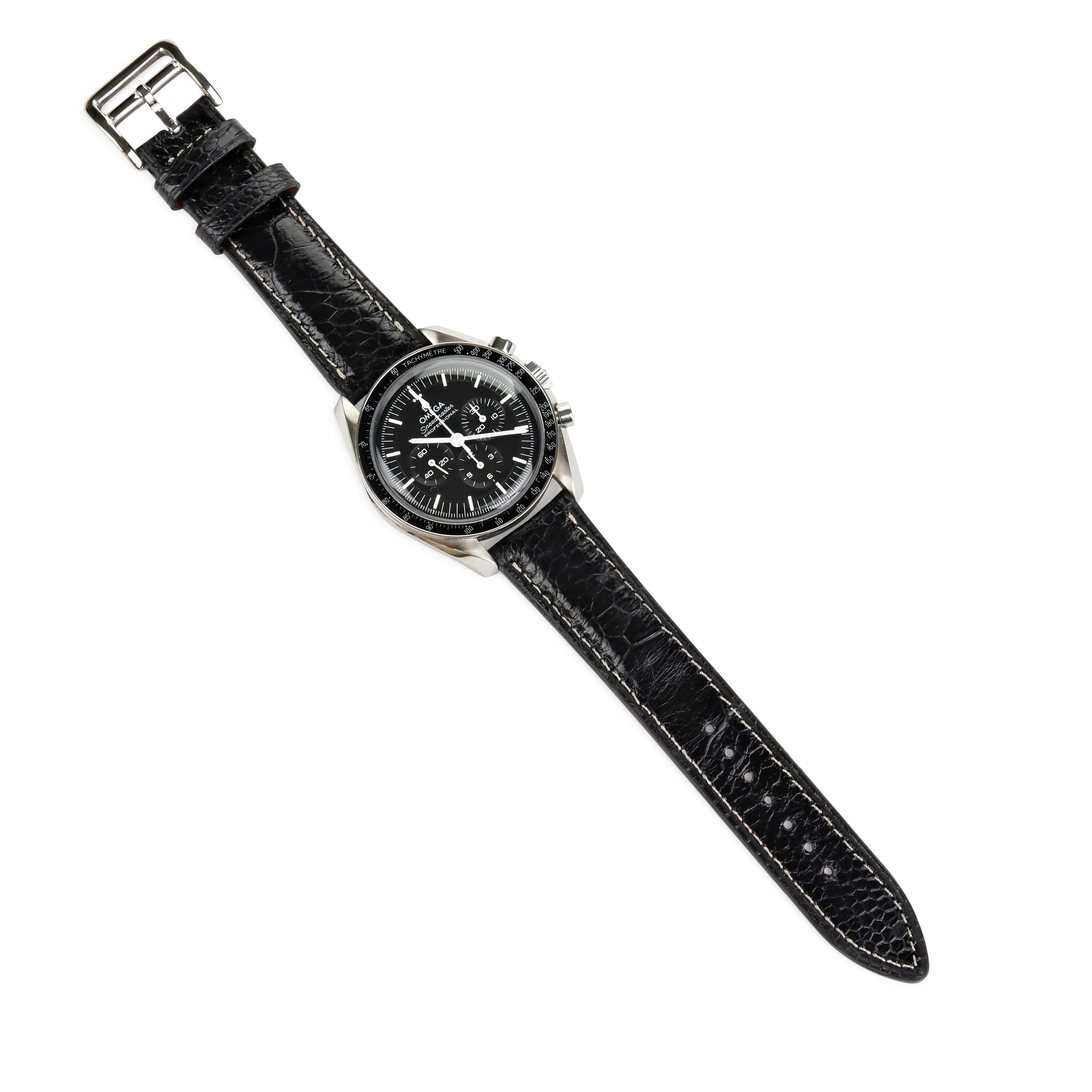 Ostrich Leather Strap - Black / White