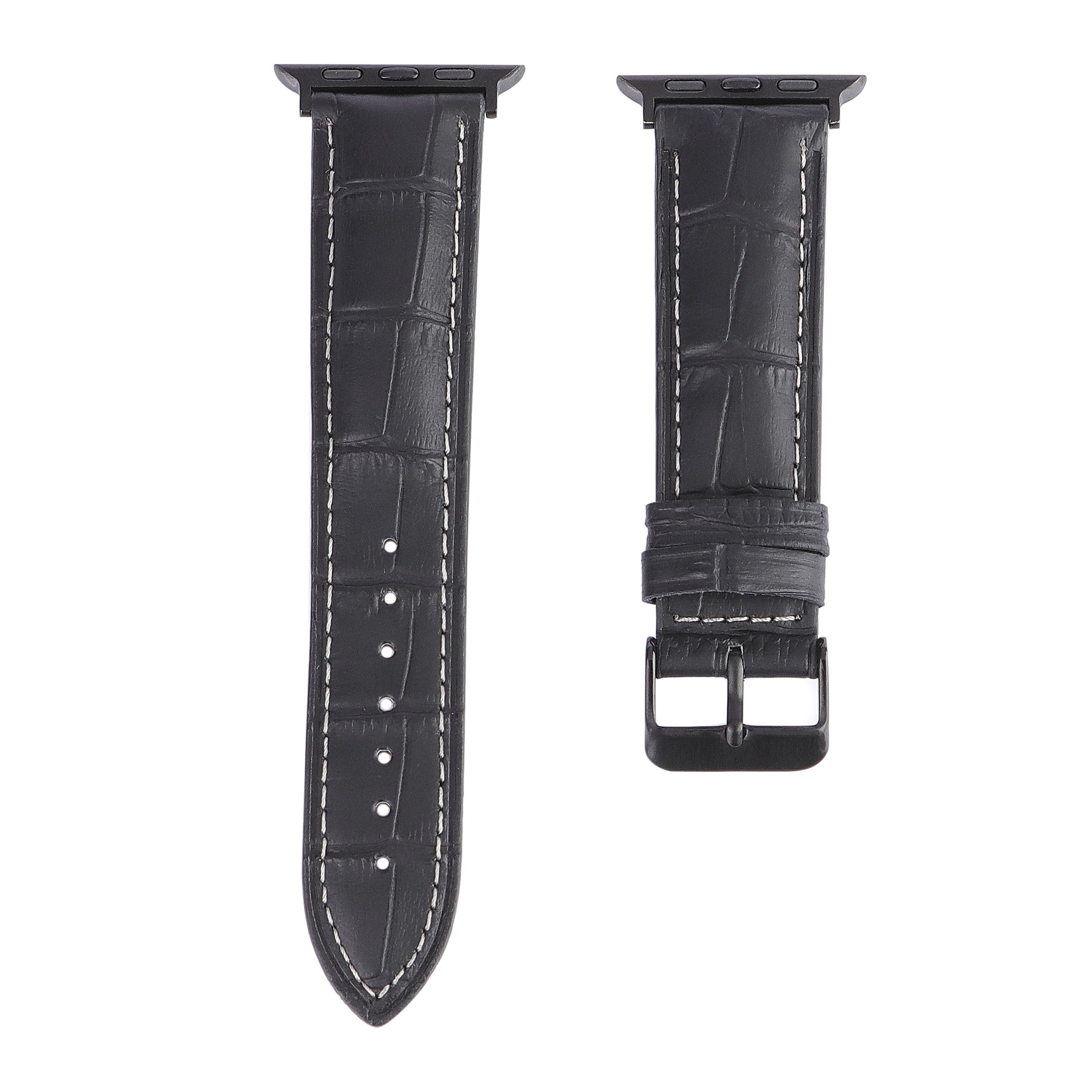Apple Watch Compatible Leather Strap -  Black