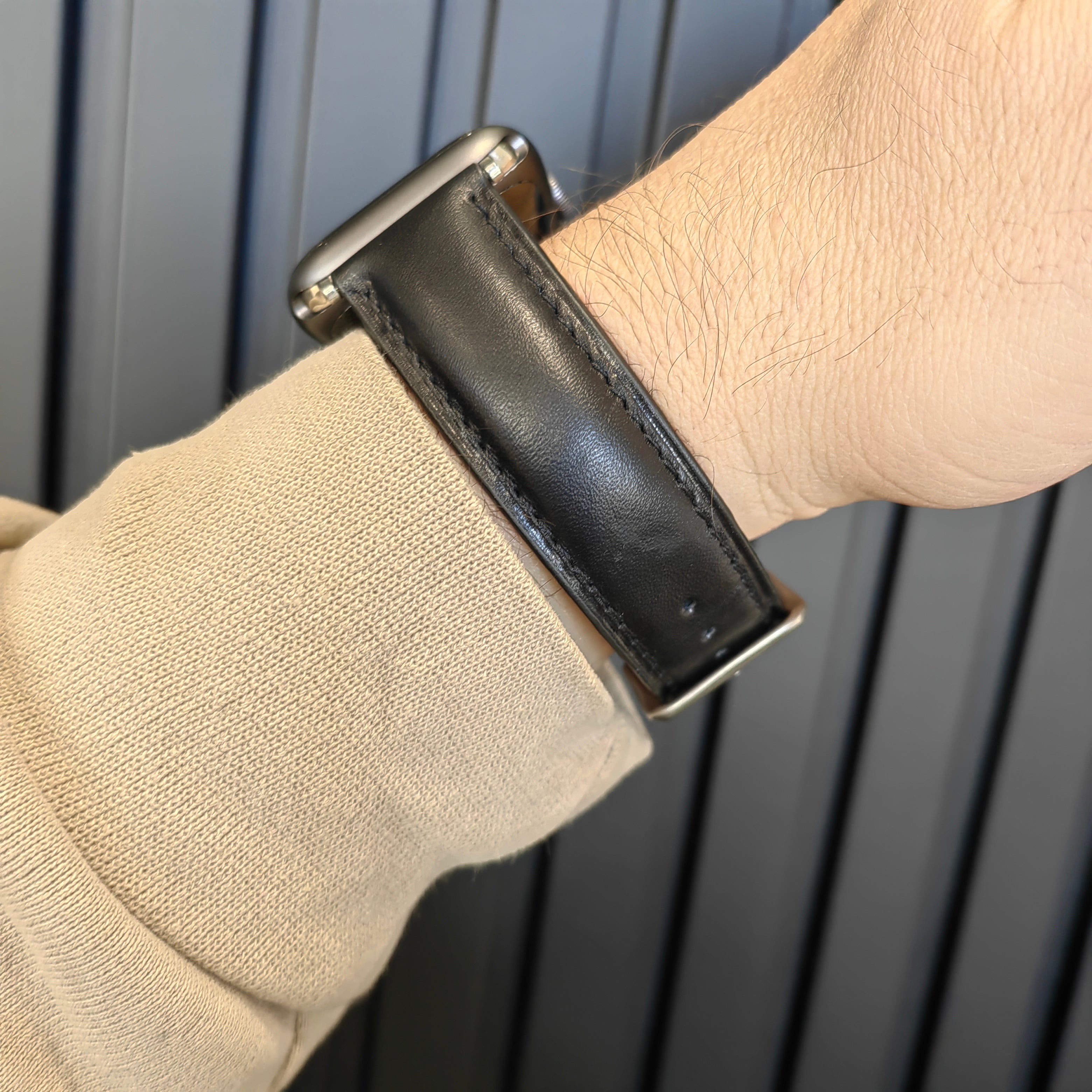Apple Leather Strap -  Black