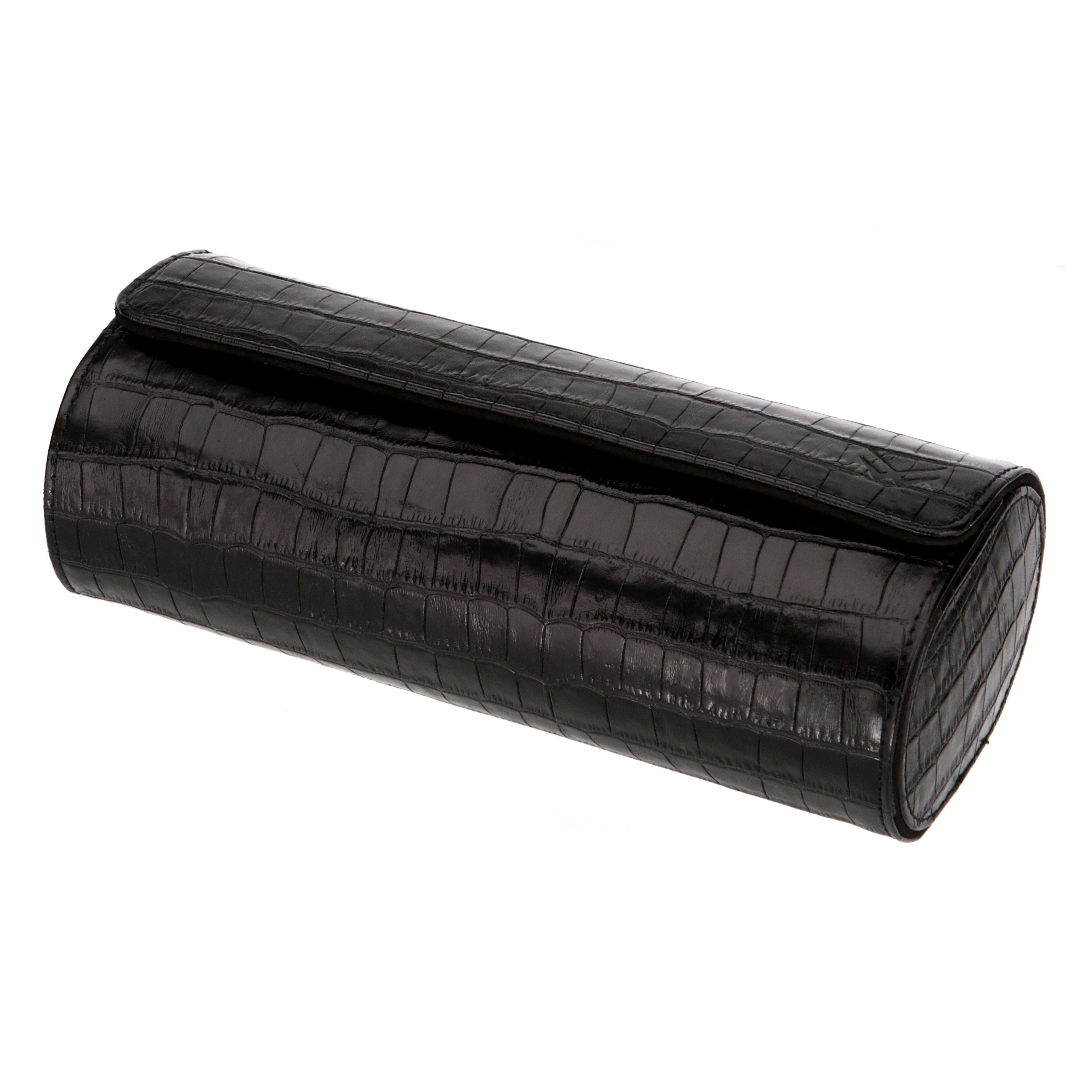 Angora Leather Watch Roll for 3 - Black