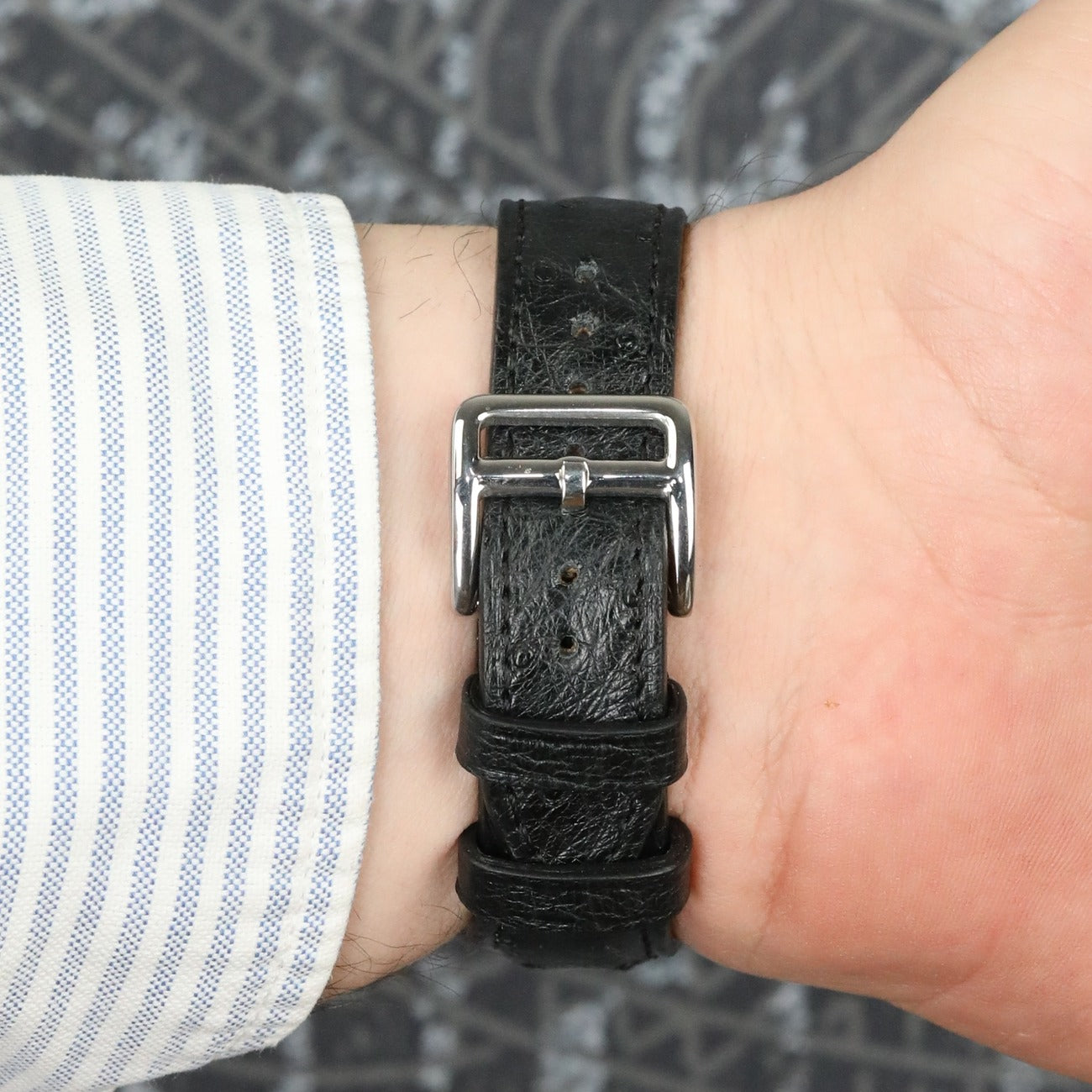 Ostrich Leather Strap - Black