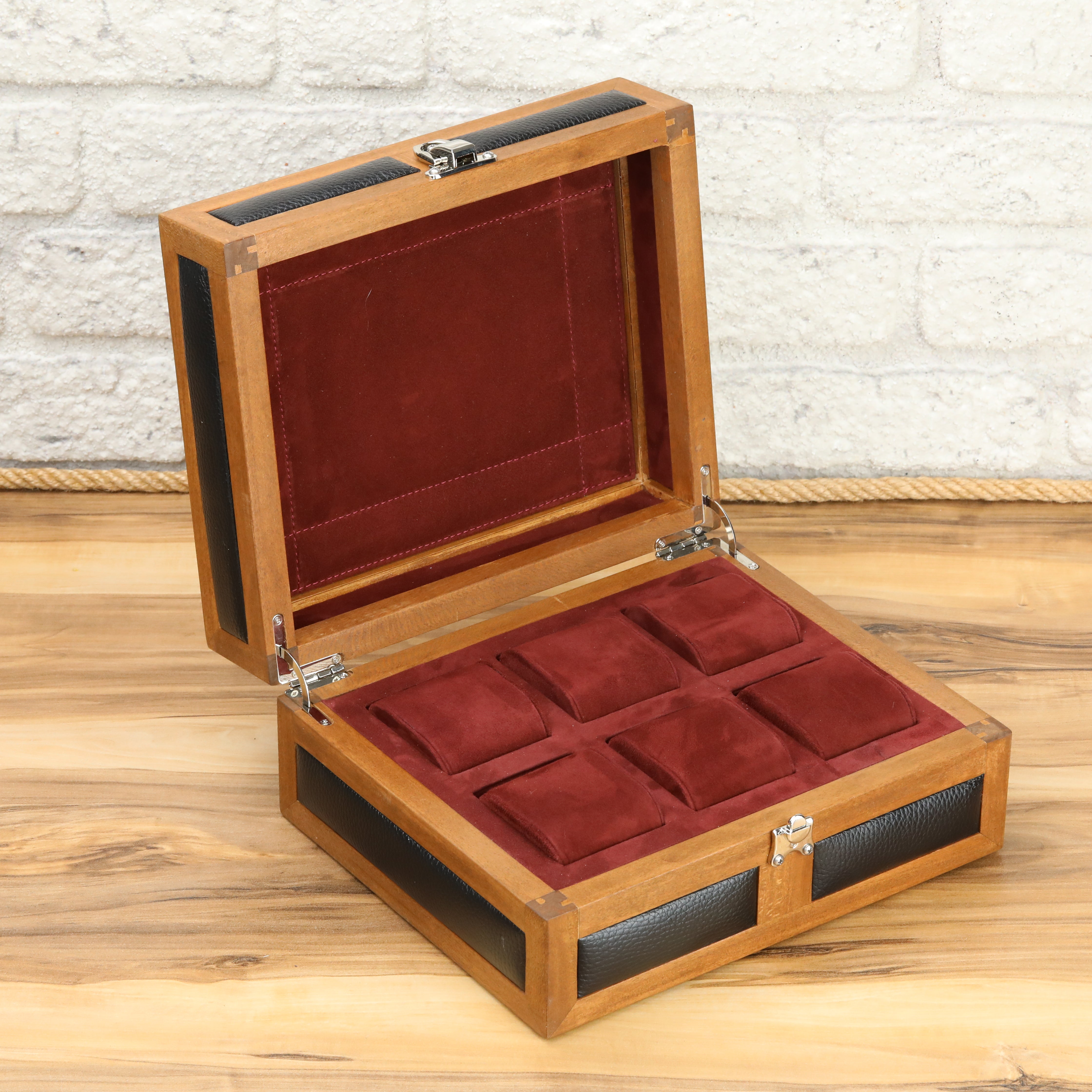 Heritage Wooden Watch Box for 6 / Black
