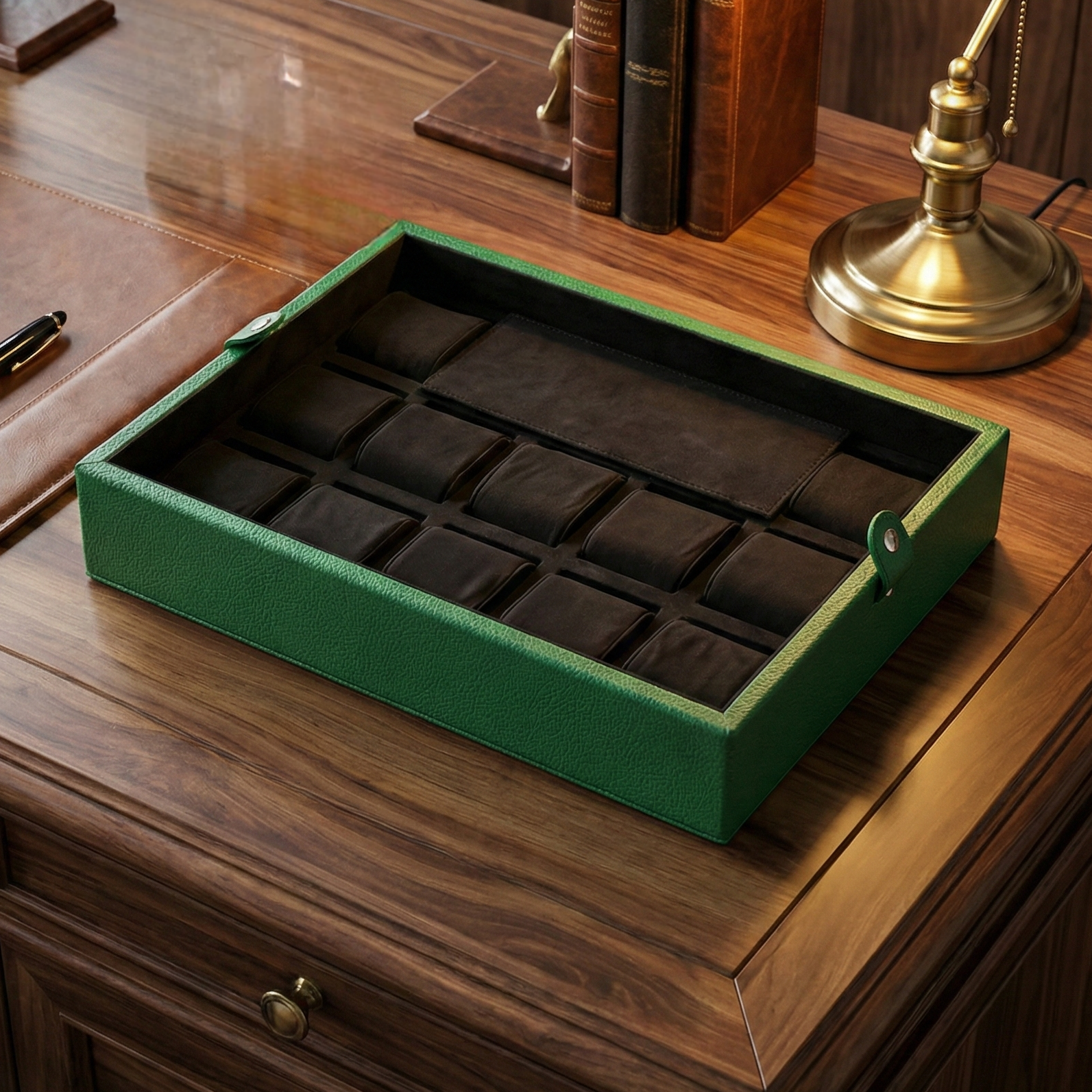 Leather Watch Box for 12  / Green