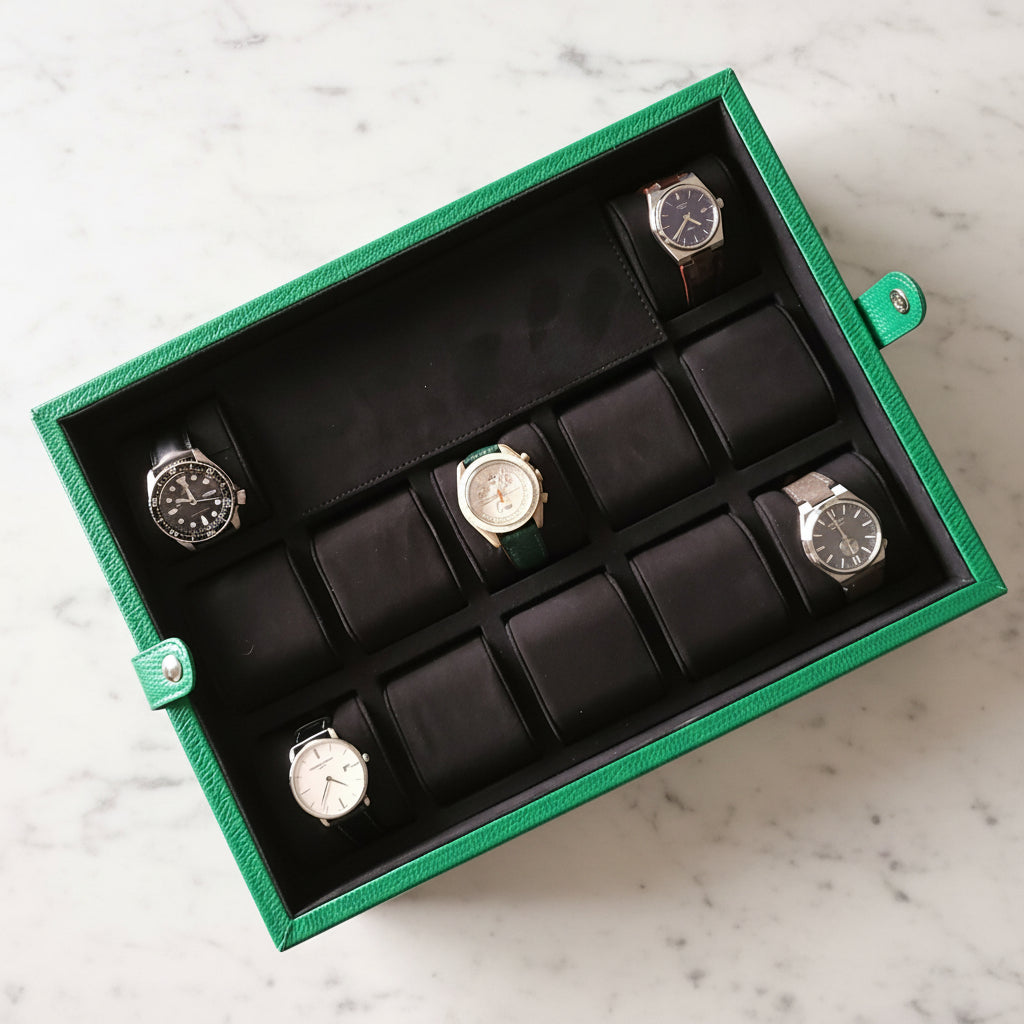 Leather Watch Box for 12  / Green