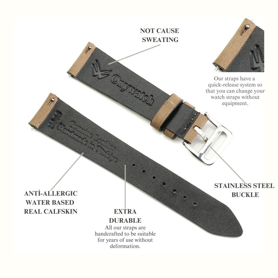 Croc. Embossed Leather Strap - Burgundy