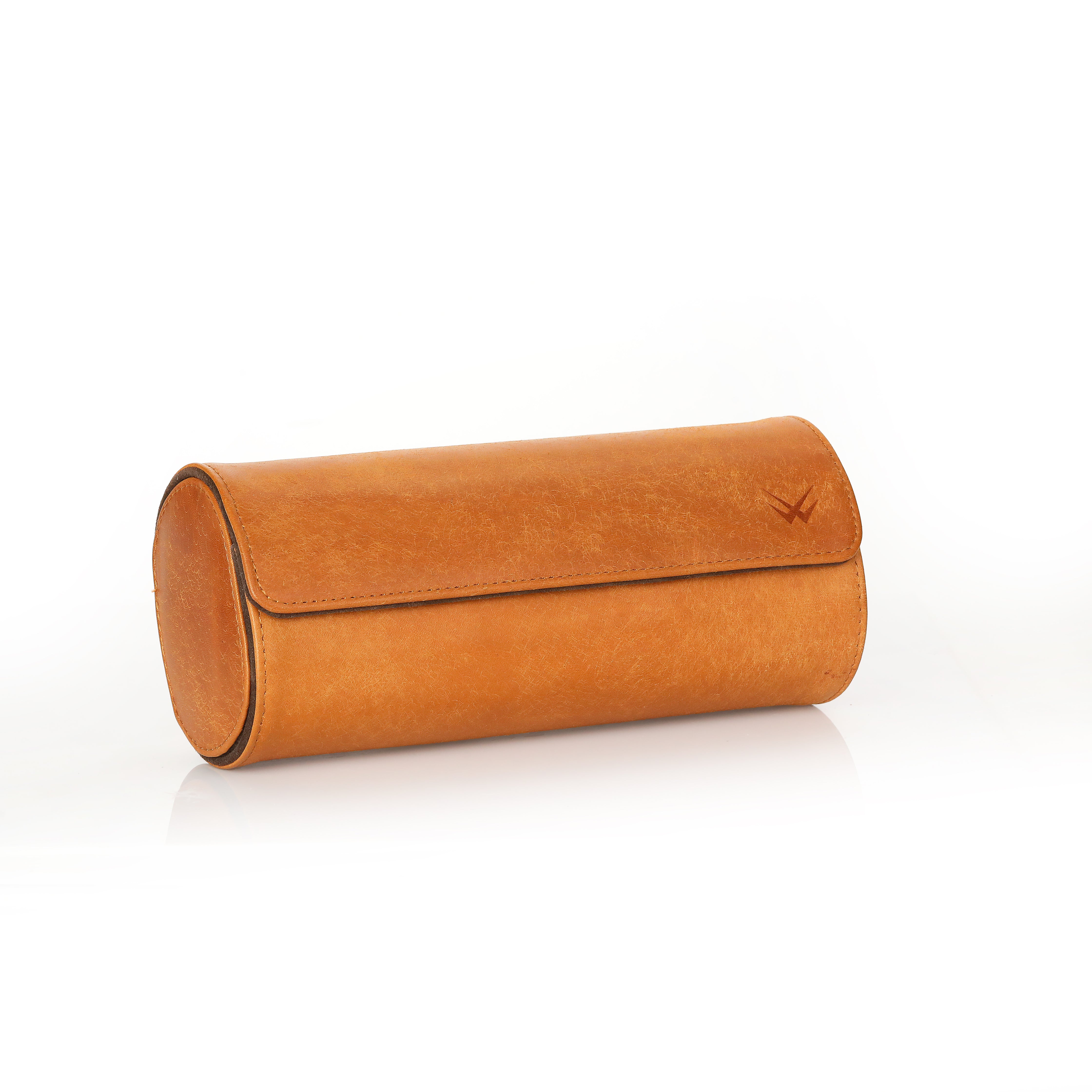 Angora Leather Watch Roll for 3 - Pueblo Tan