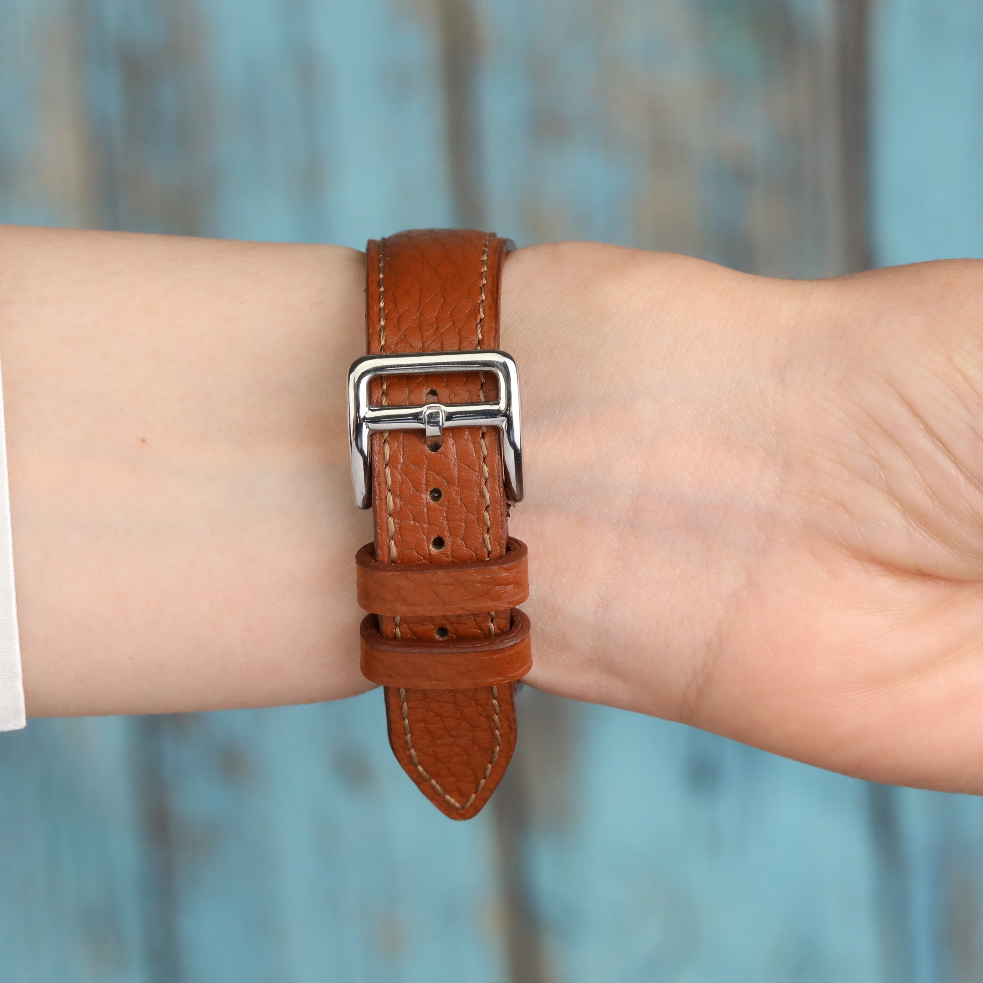 Embossed Leather Strap - Tan