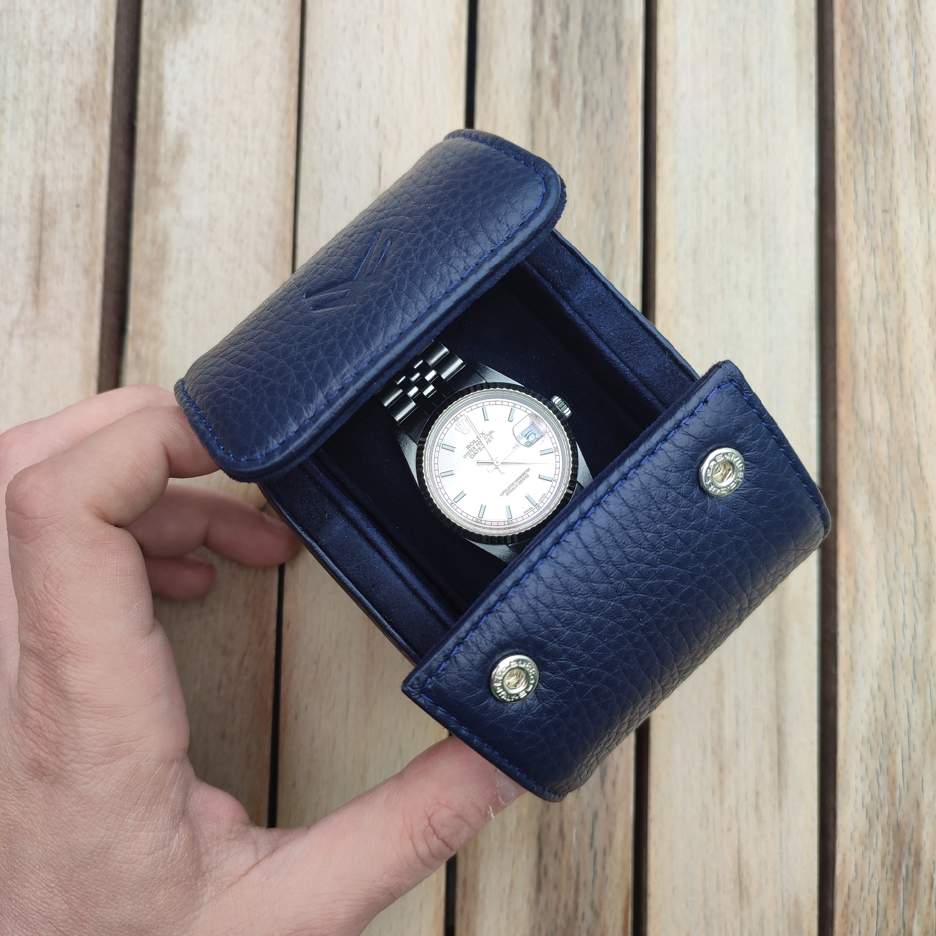 Toro Leather Watch Roll for 1 - D. Blue