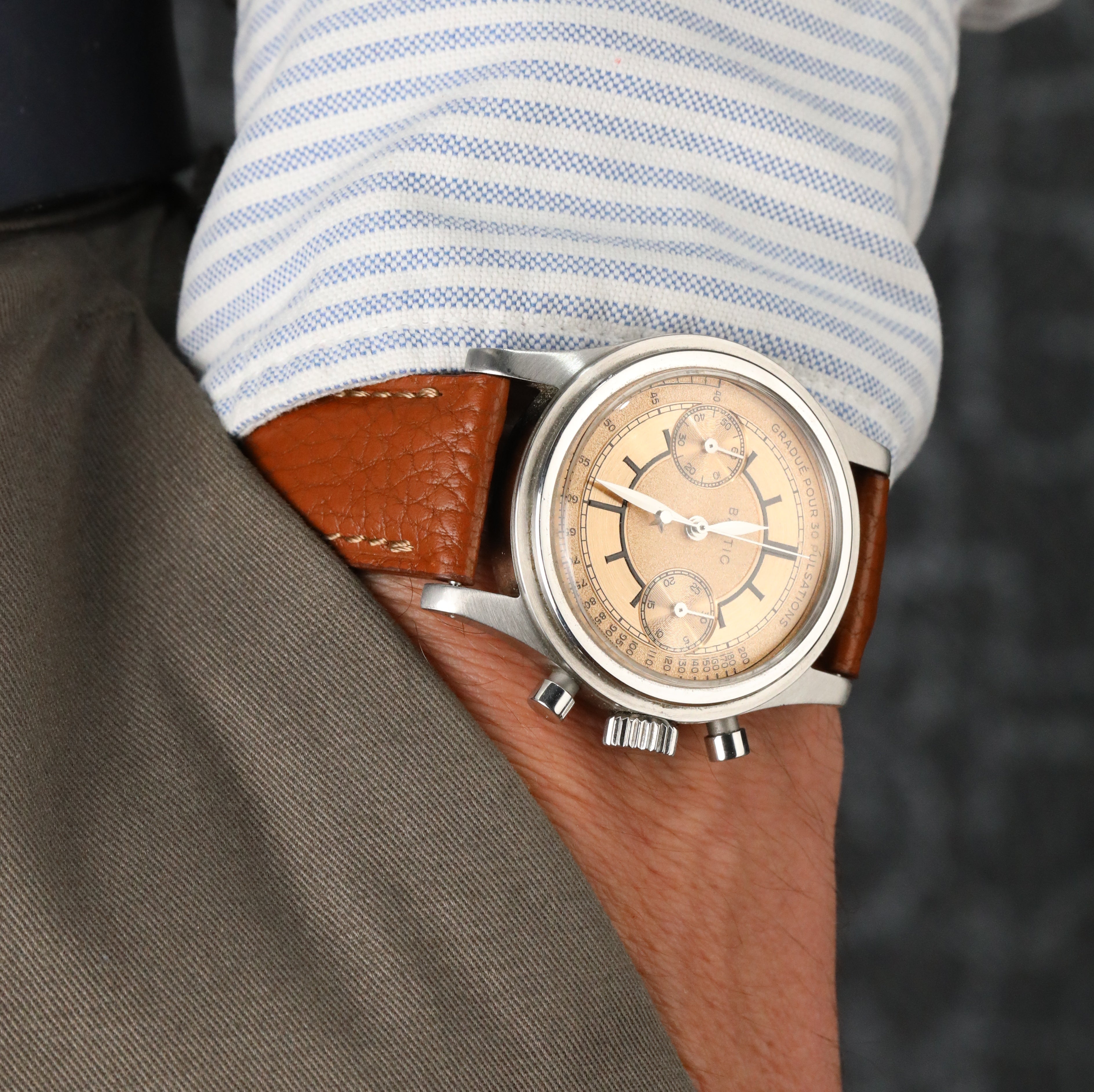 Embossed Leather Strap - Tan