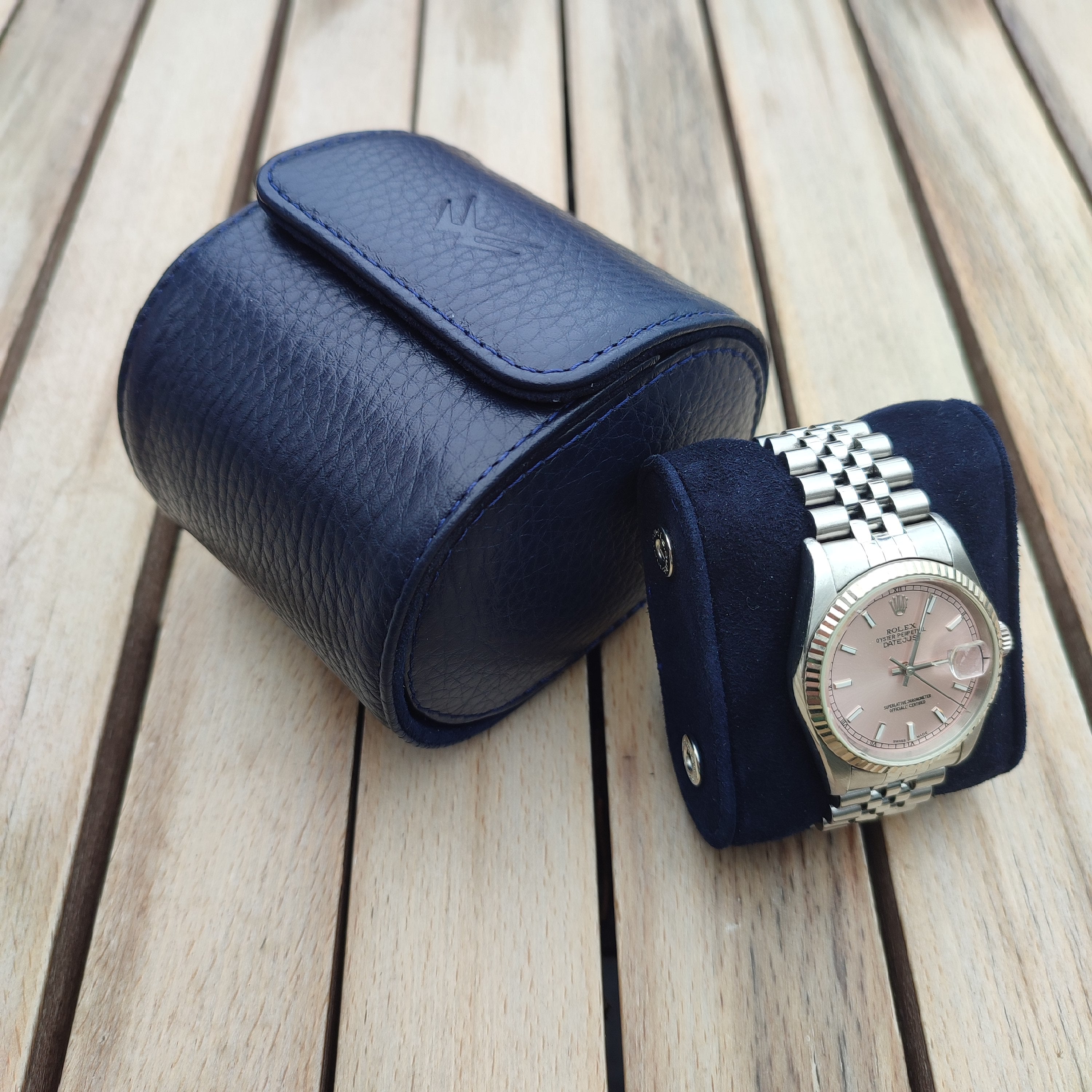 Toro Leather Watch Roll for 1 - D. Blue