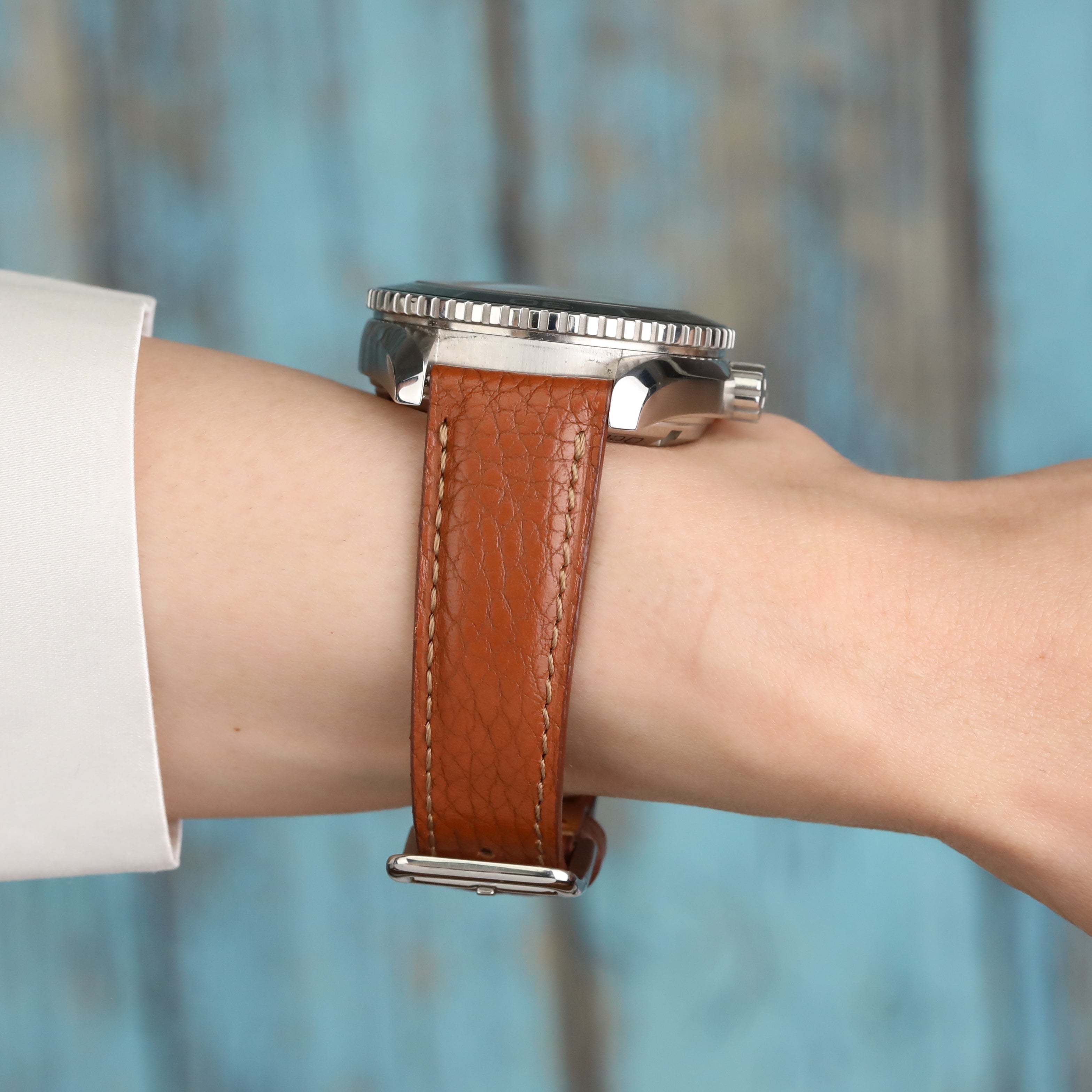 Embossed Leather Strap - Tan