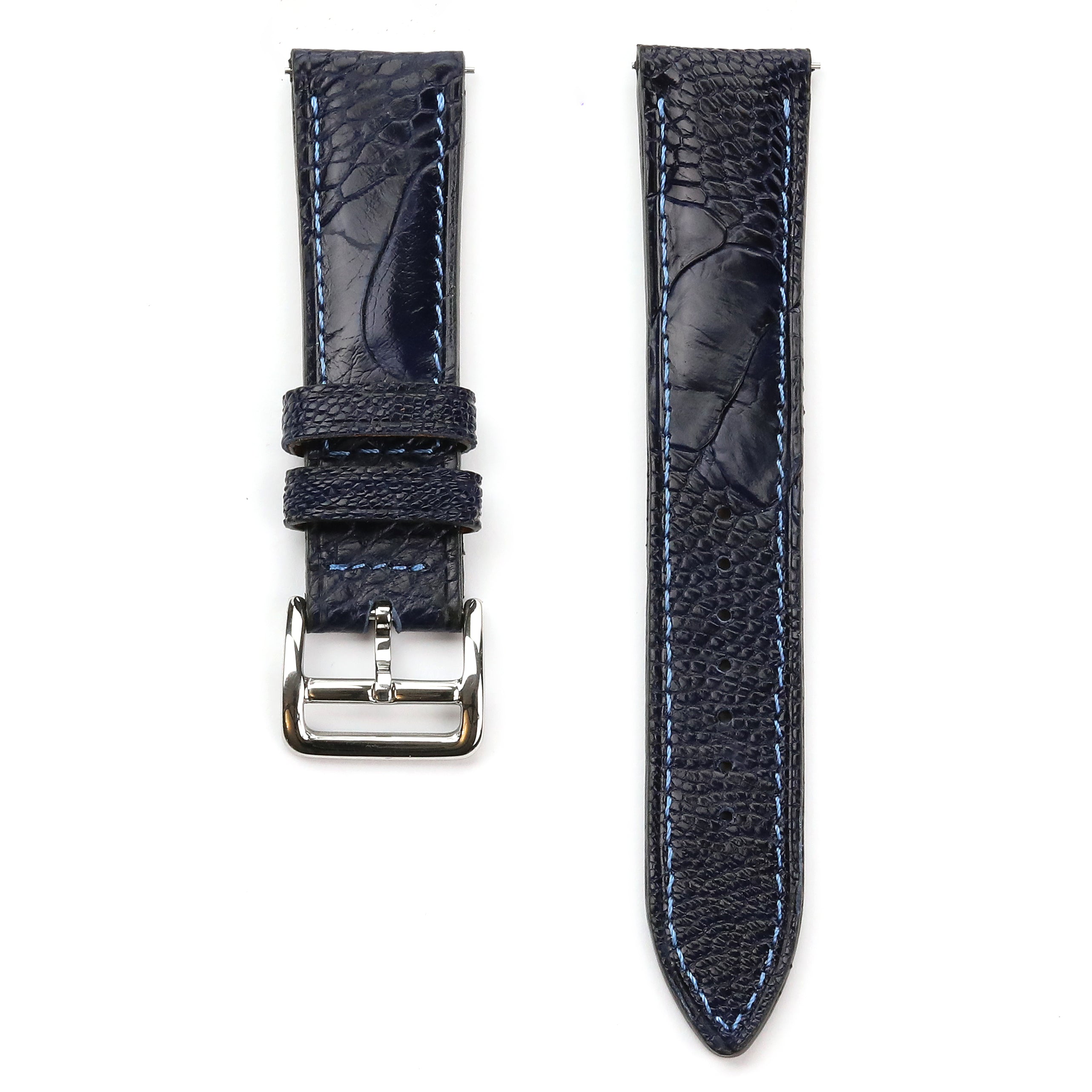 Ostrich Leather Strap - D. Blue