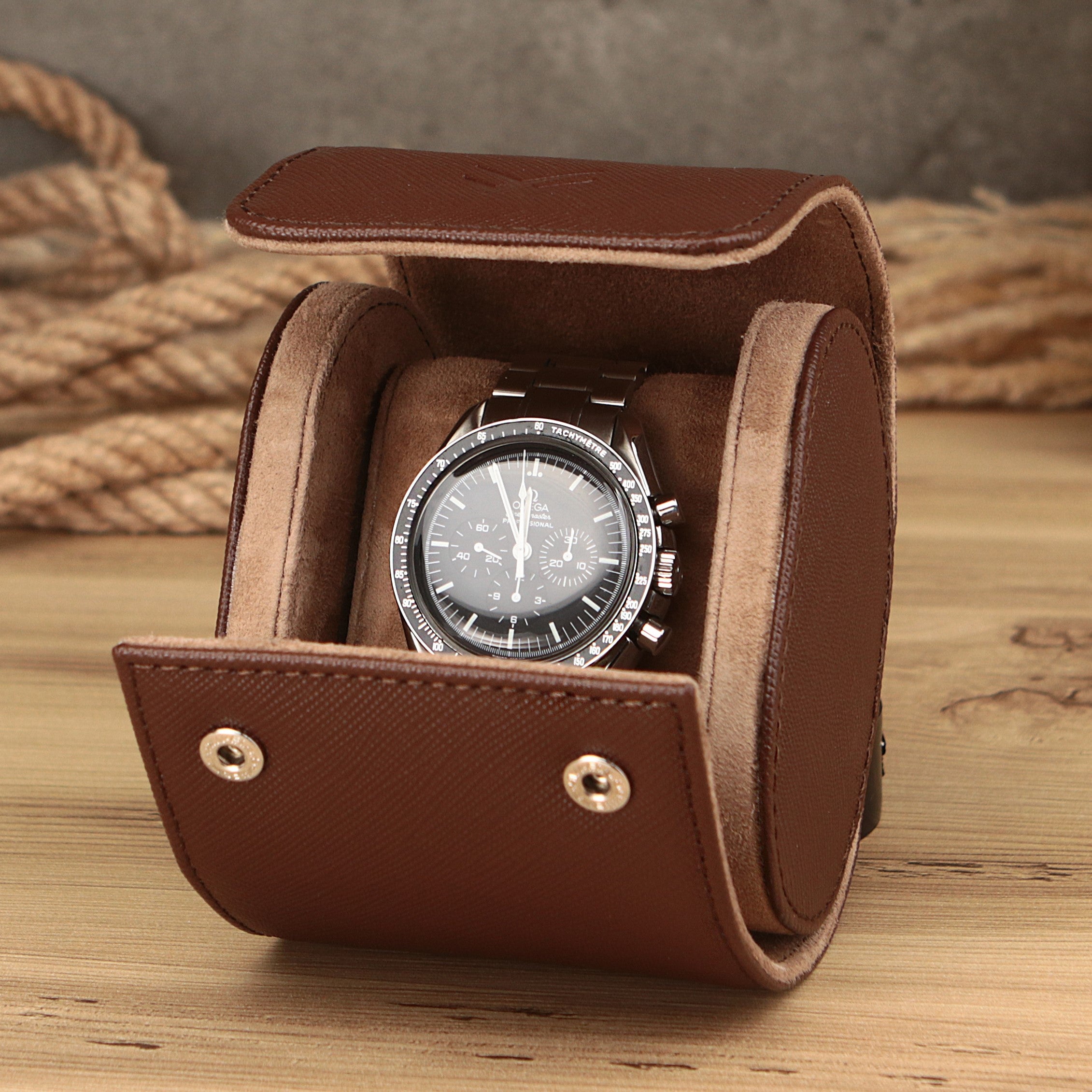 Toro Leather Watch Roll for 1 - Brown