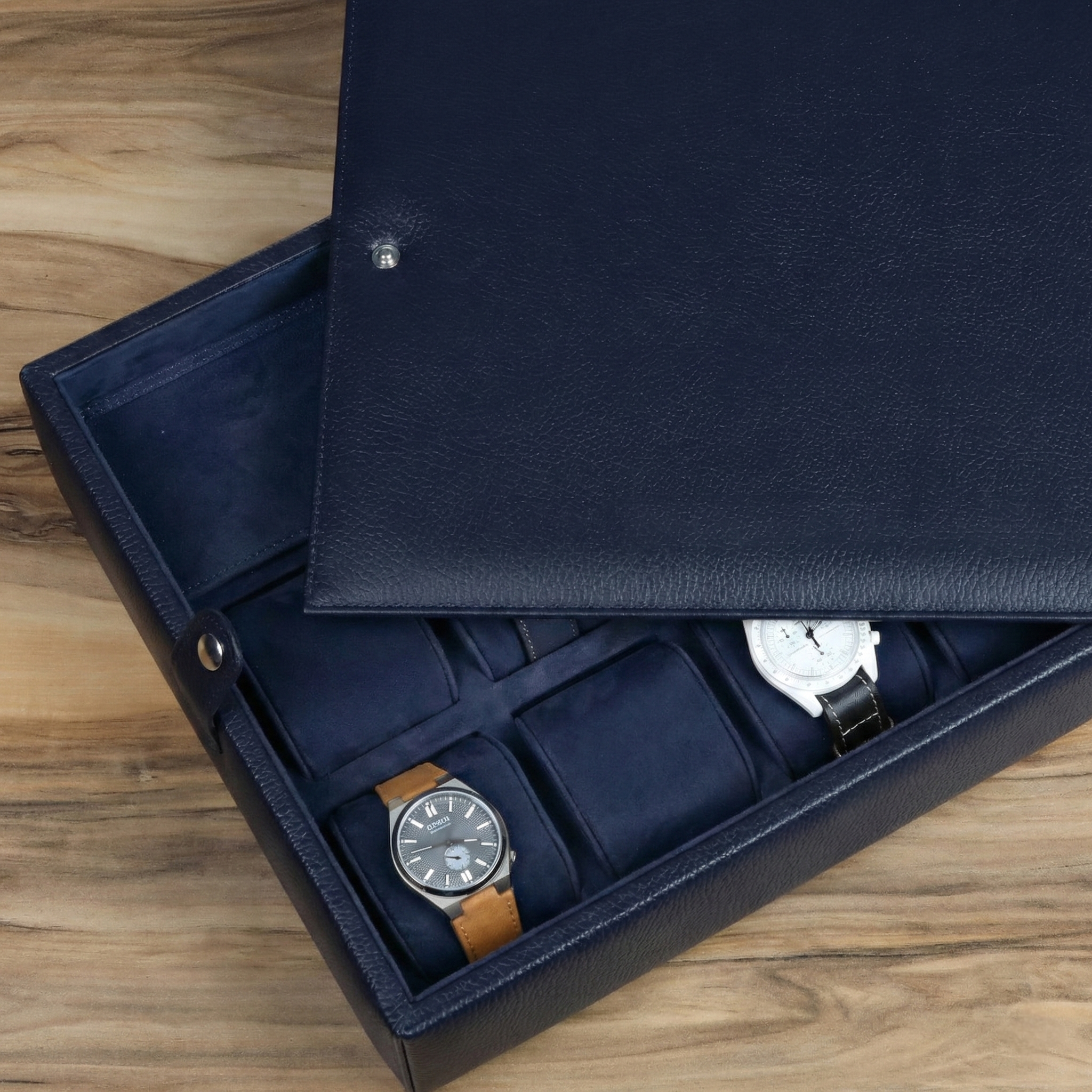 Leather Watch Box for 12 / D. Blue
