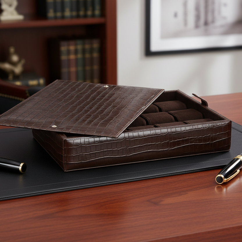 Garde-Temps Leather Watch Box for 15 / Dark Brown