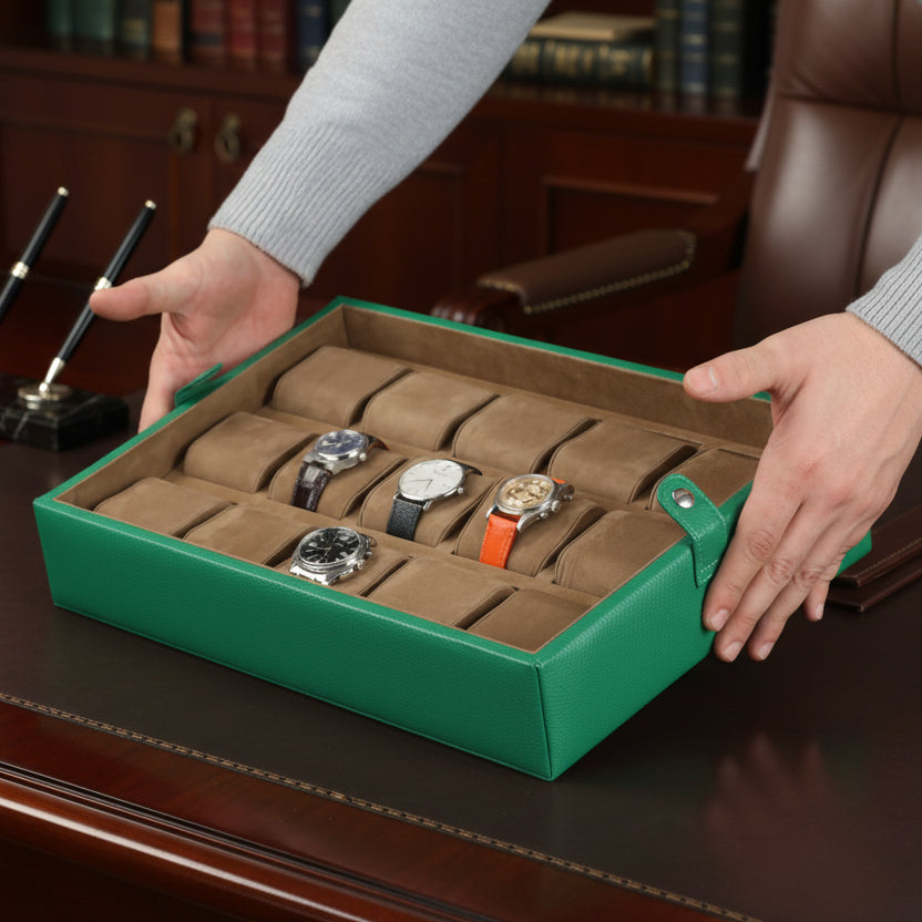 Leather Watch Box for 15  / Green (Mocha)