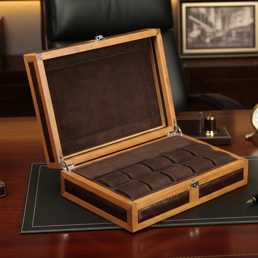 Heritage Wooden Watch Box for 10  / Brown