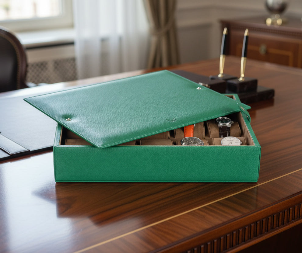 Leather Watch Box for 15  / Green (Mocha)