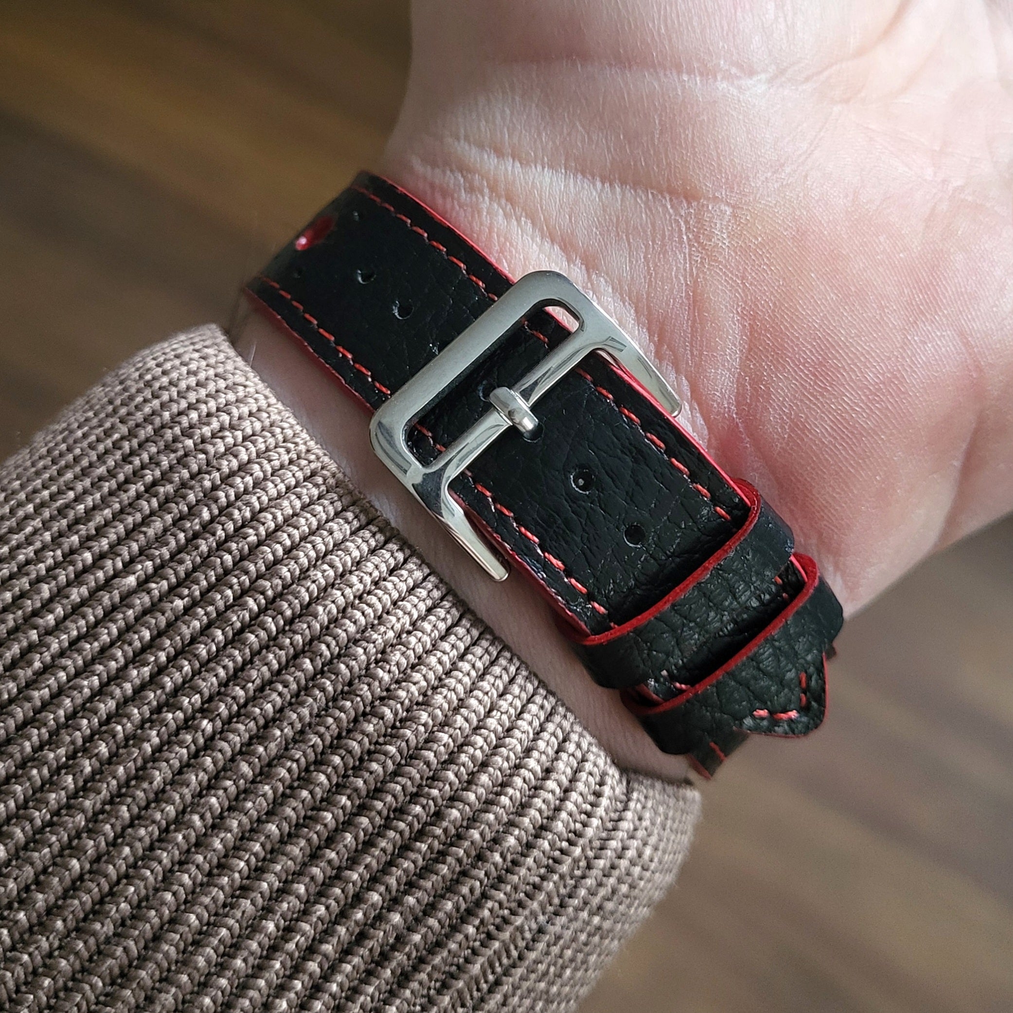 Rally Style Leather Strap - Black