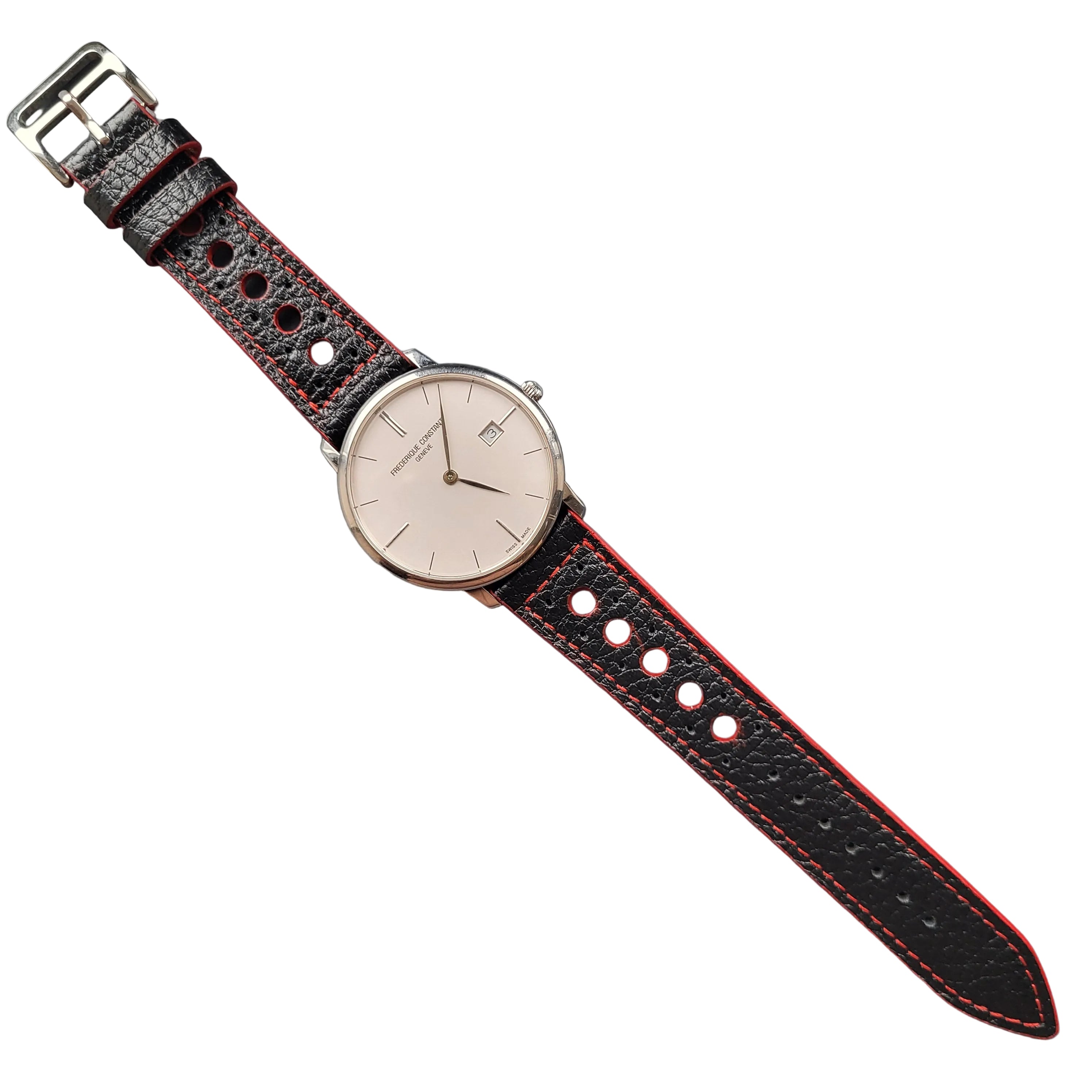 Rally Style Leather Strap - Black