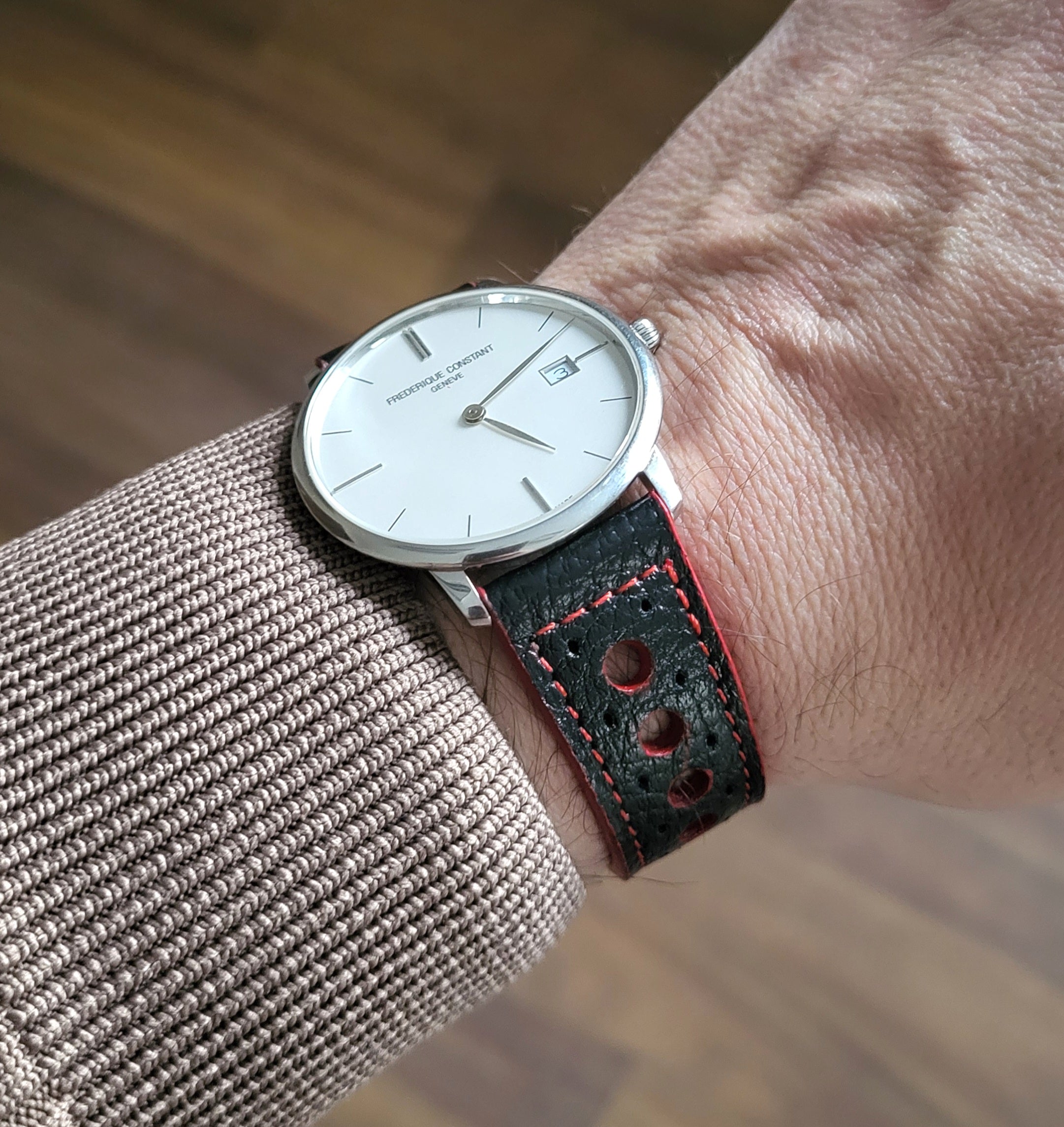 Rally Style Leather Strap - Black
