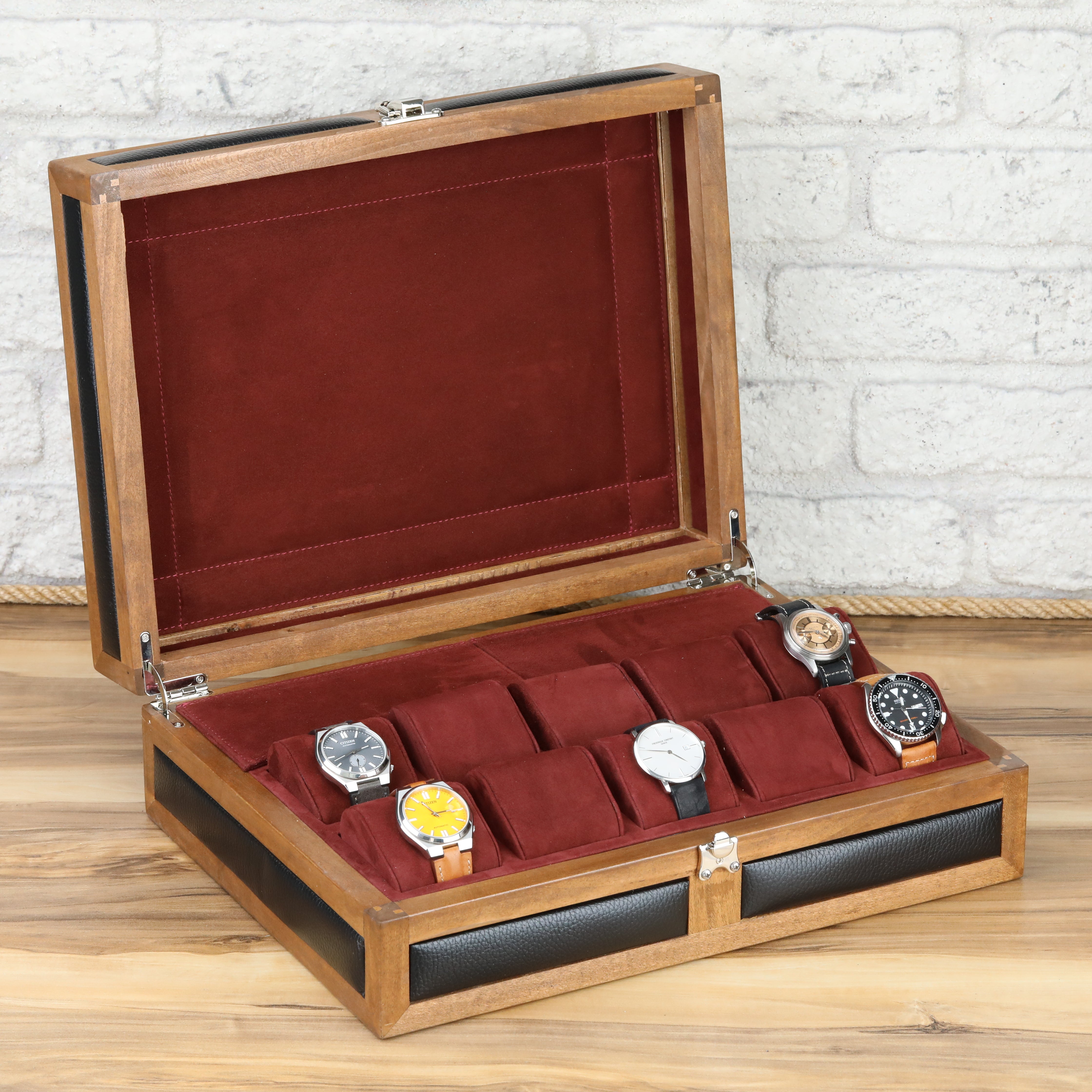 Heritage Wooden Watch Box for 10  / Black