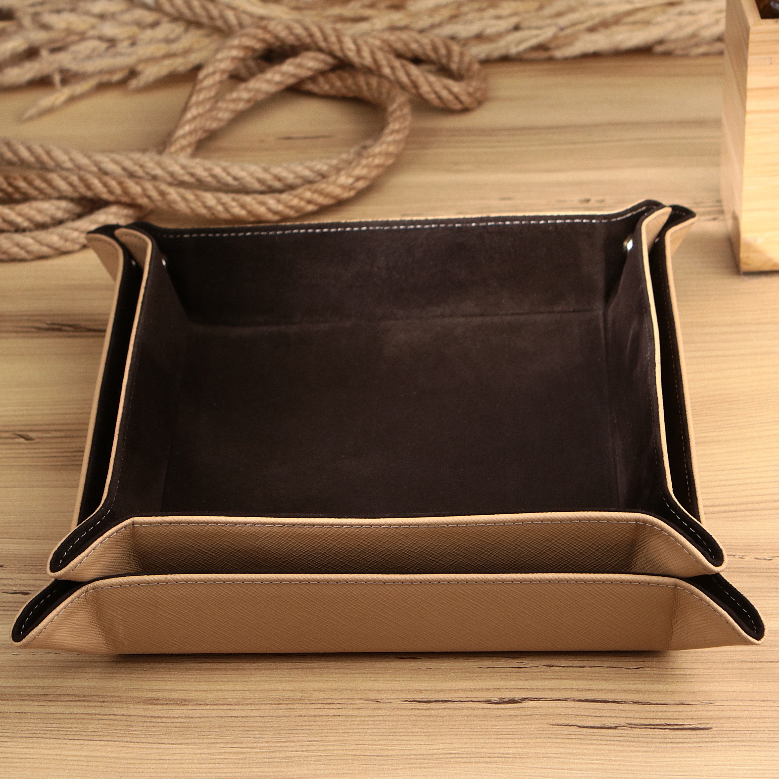 Octavia Leather Vallet Organizer - Beige - Brown