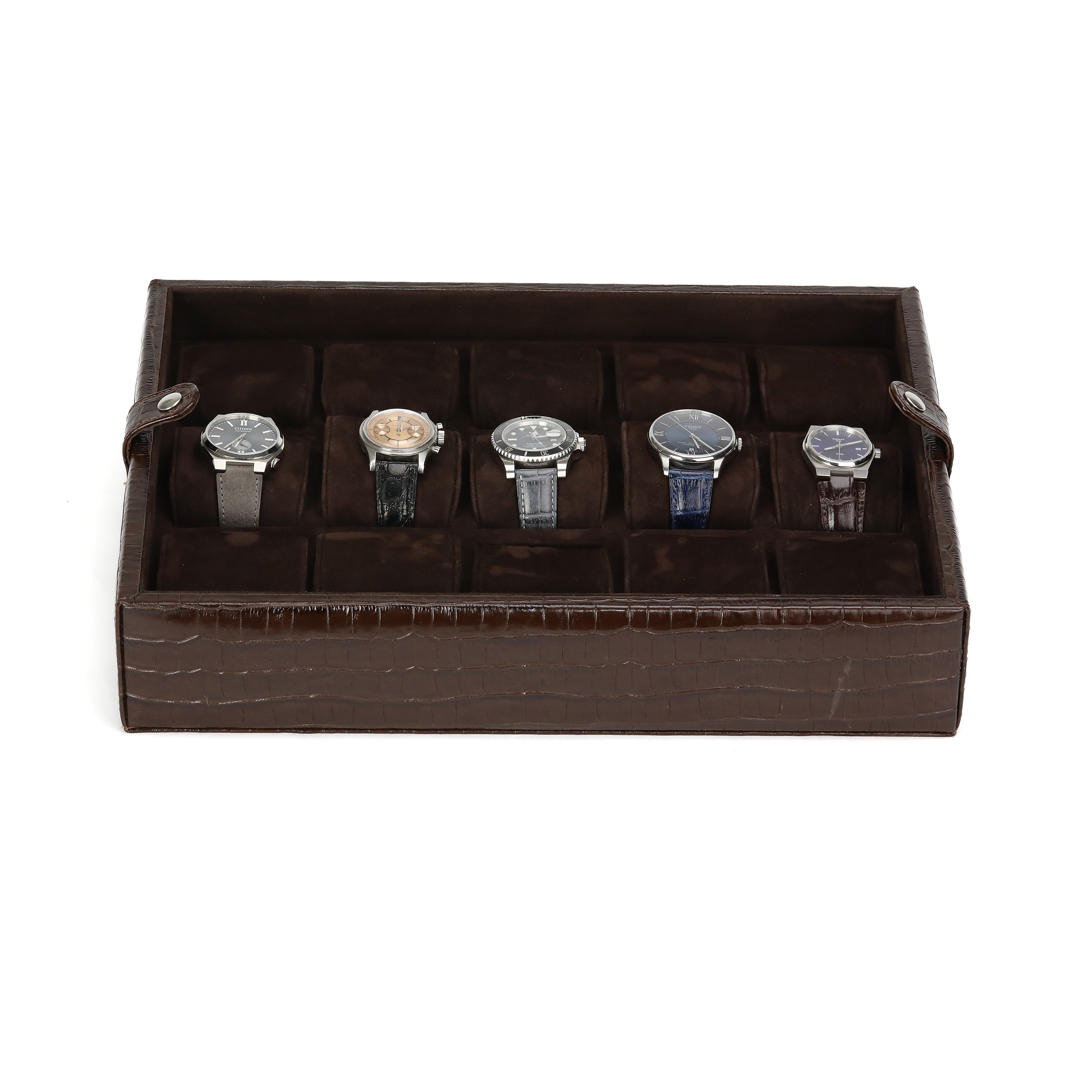 Garde-Temps Leather Watch Box for 15 / Dark Brown