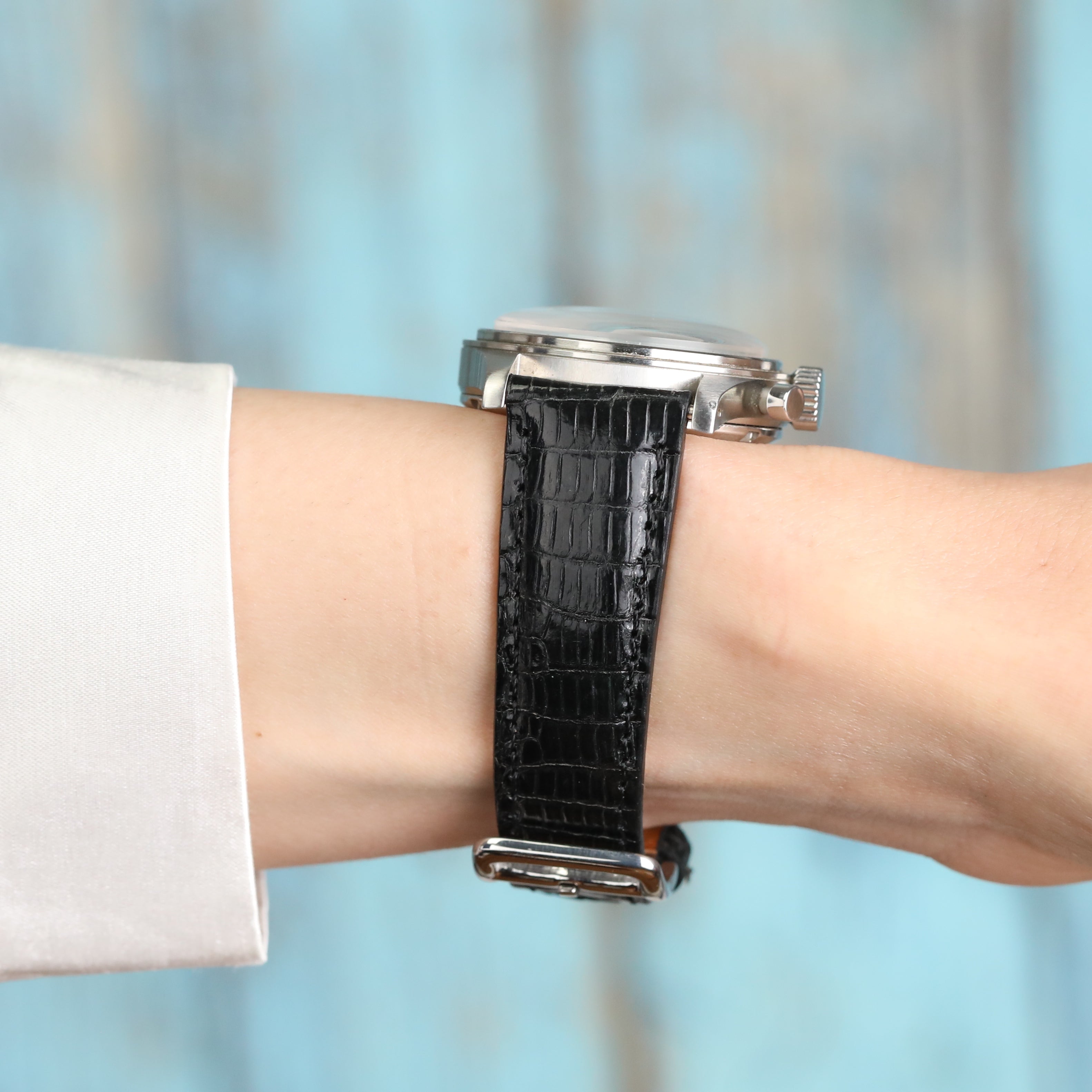 Lizard Leather Watch Strap - Black
