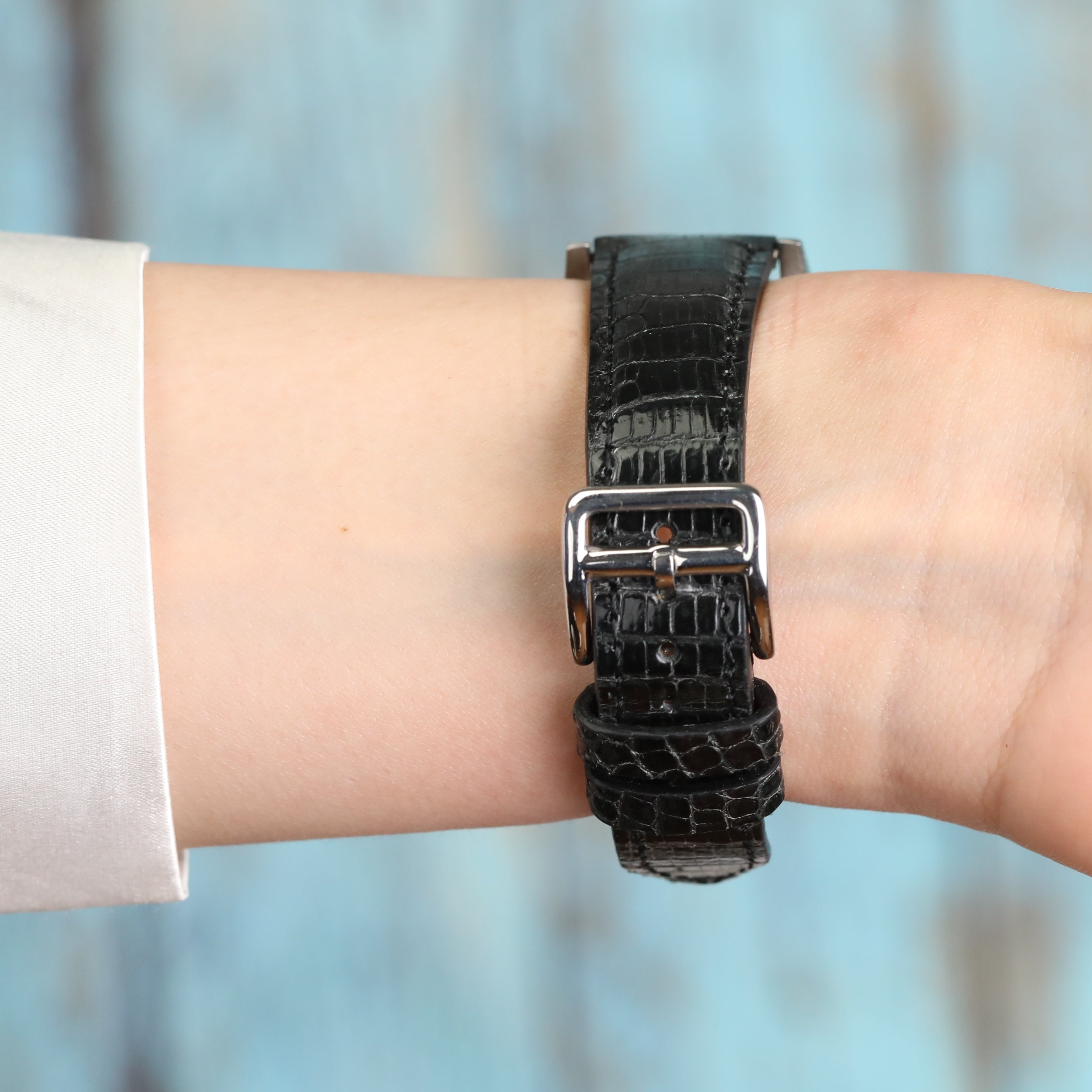Lizard Leather Watch Strap - Black