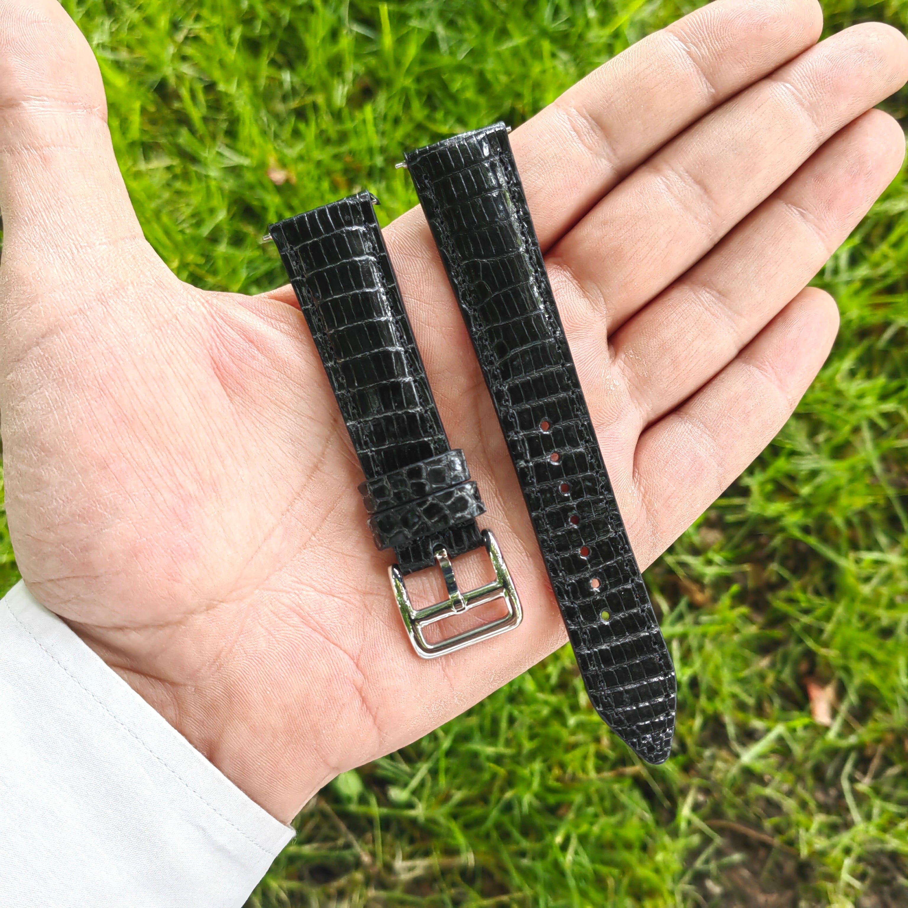 Lizard Leather Watch Strap - Black