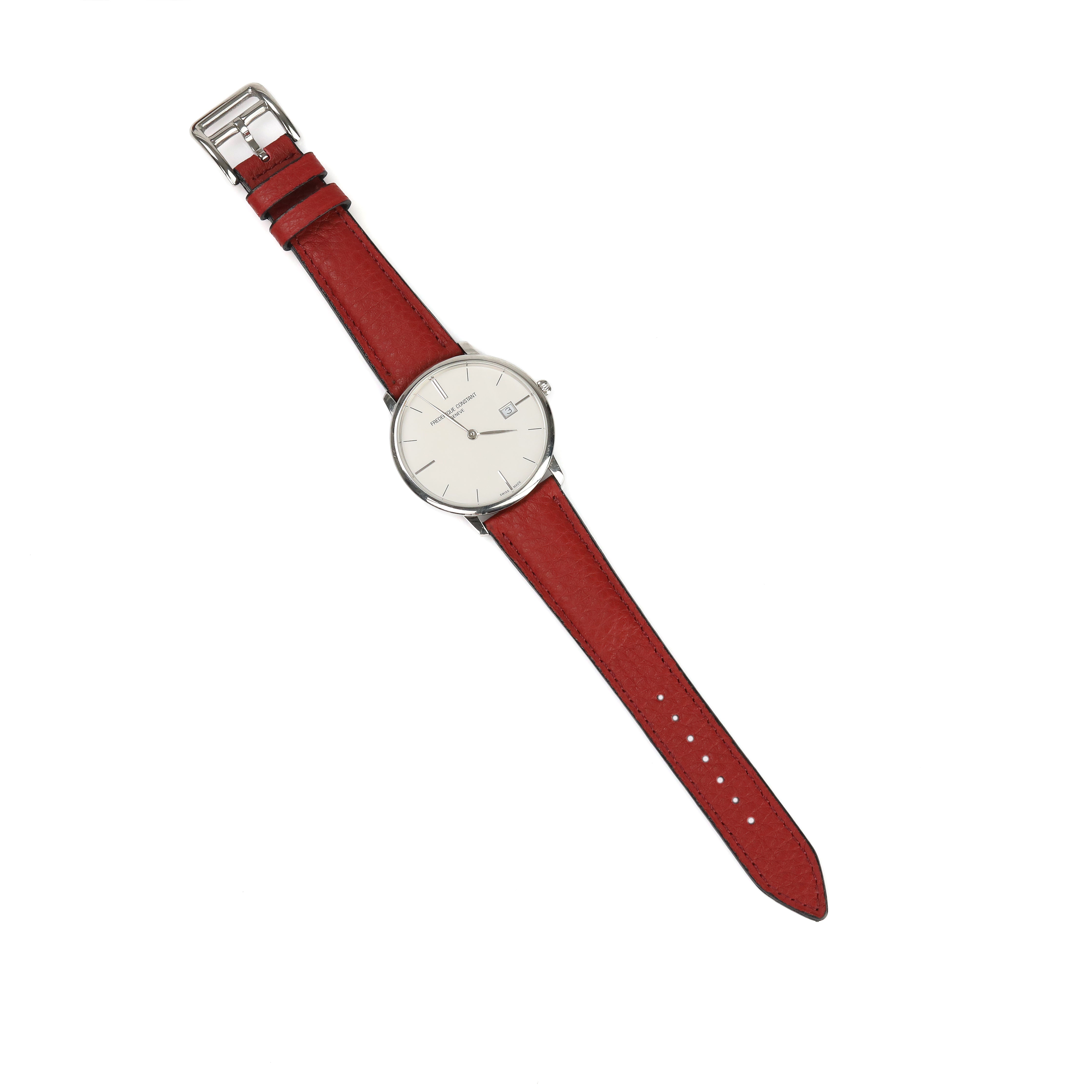 Embossed Leather Strap - Red