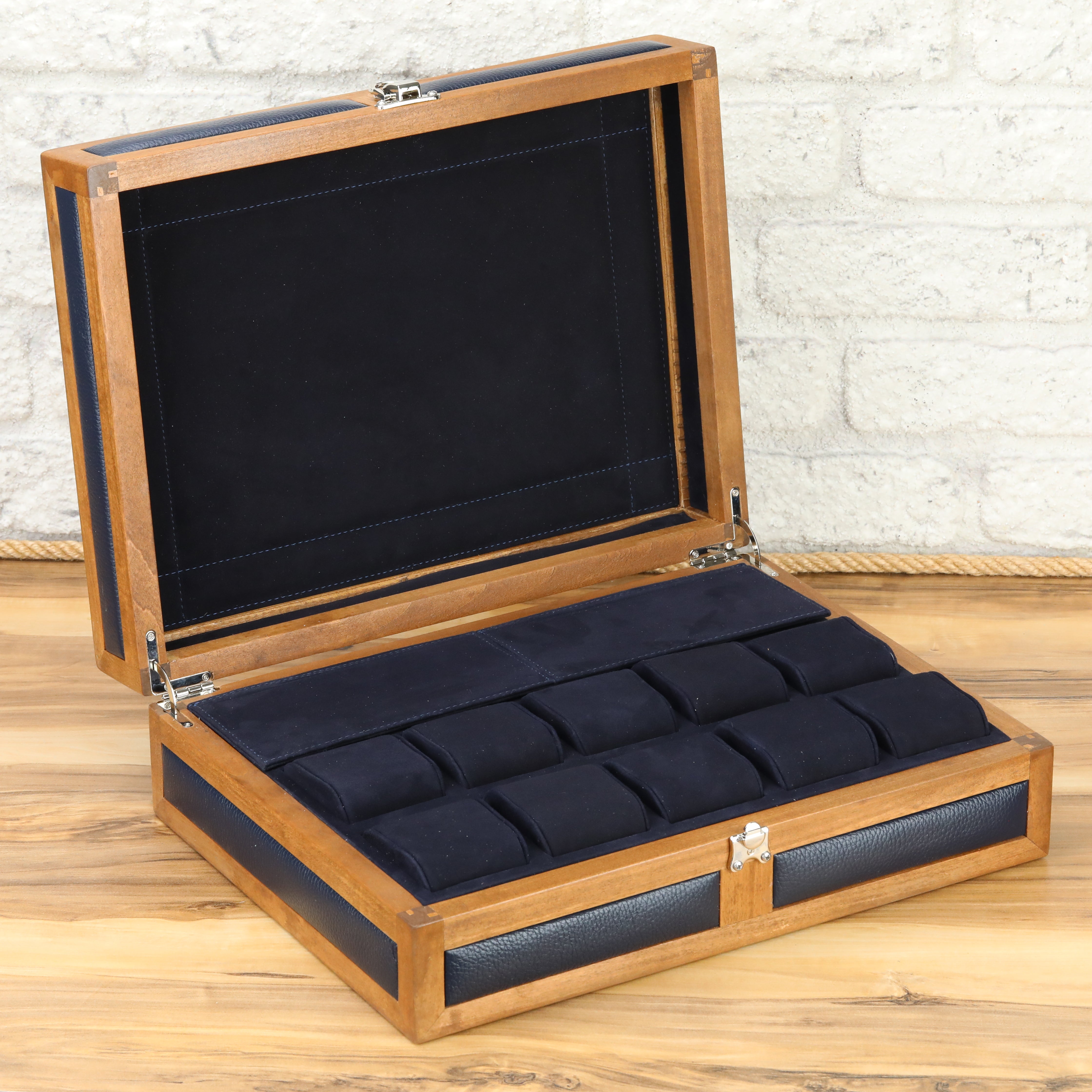 Heritage Wooden Watch Box for 10  / D. Blue