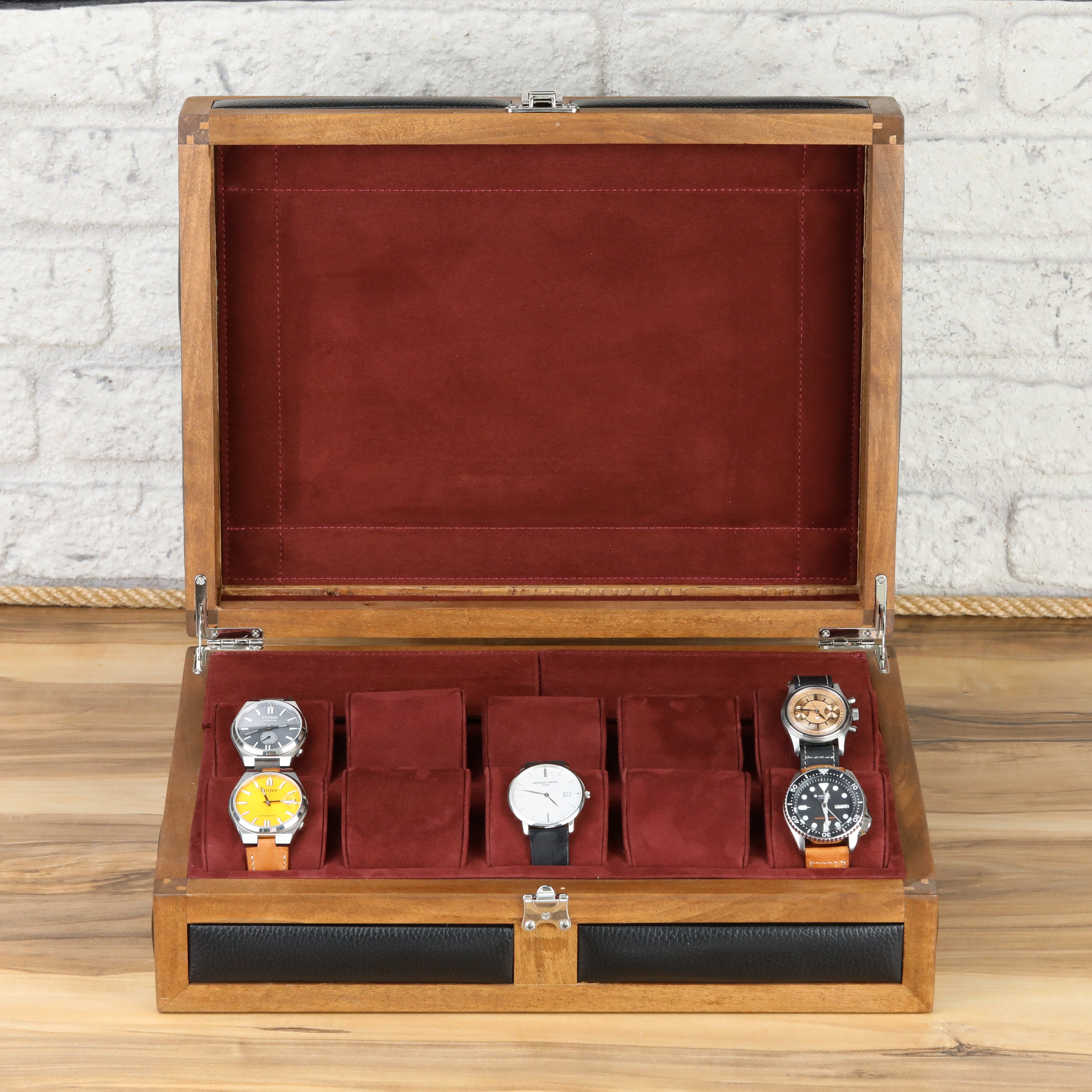 Heritage Wooden Watch Box for 10  / Black