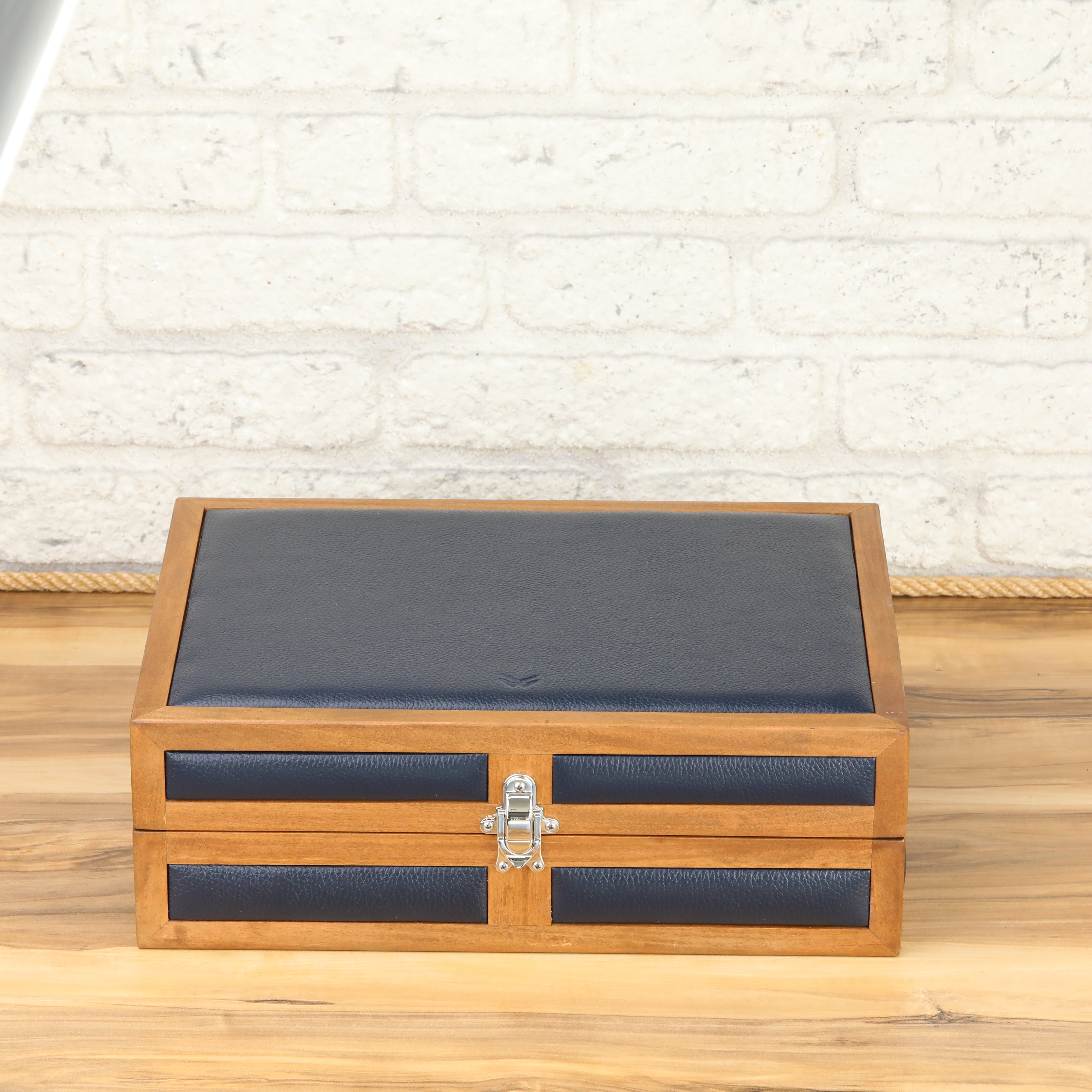 Heritage Wooden Watch Box for 15 / D.Blue