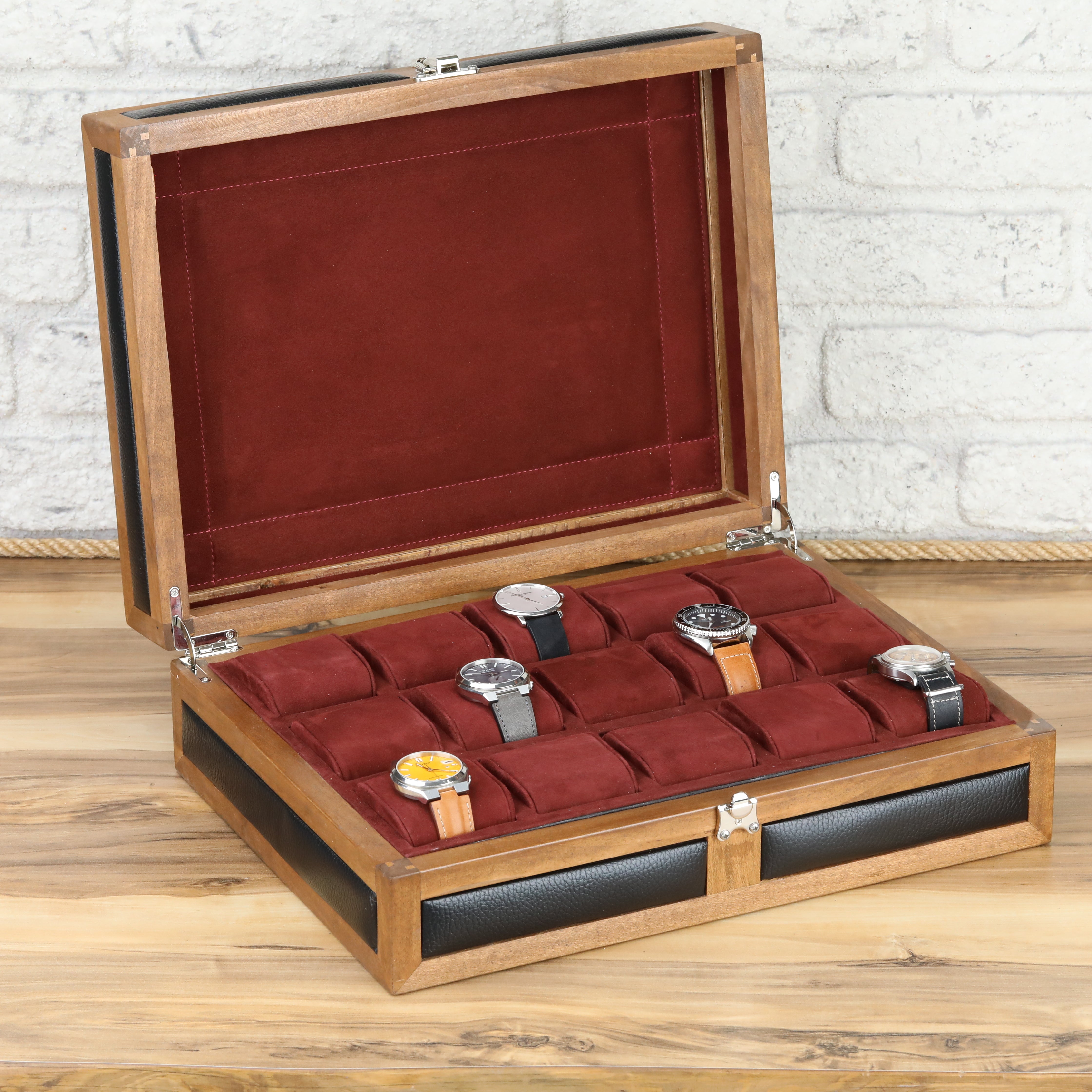 Heritage Wooden Watch Box for 15  / Black
