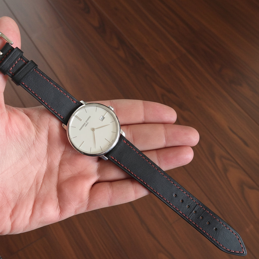 Napa Leather Slim Strap - Black / Red