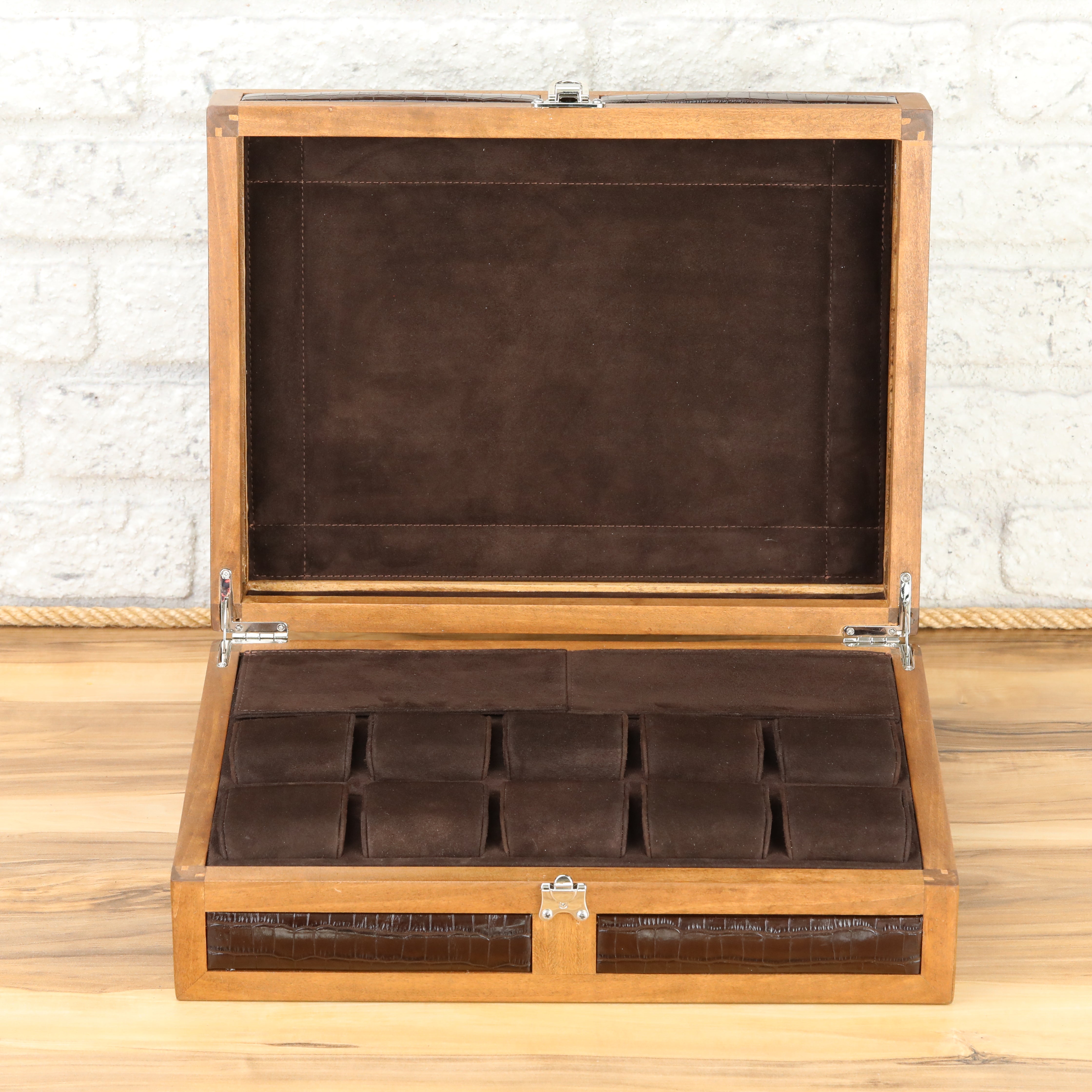 Heritage Wooden Watch Box for 10  / Brown