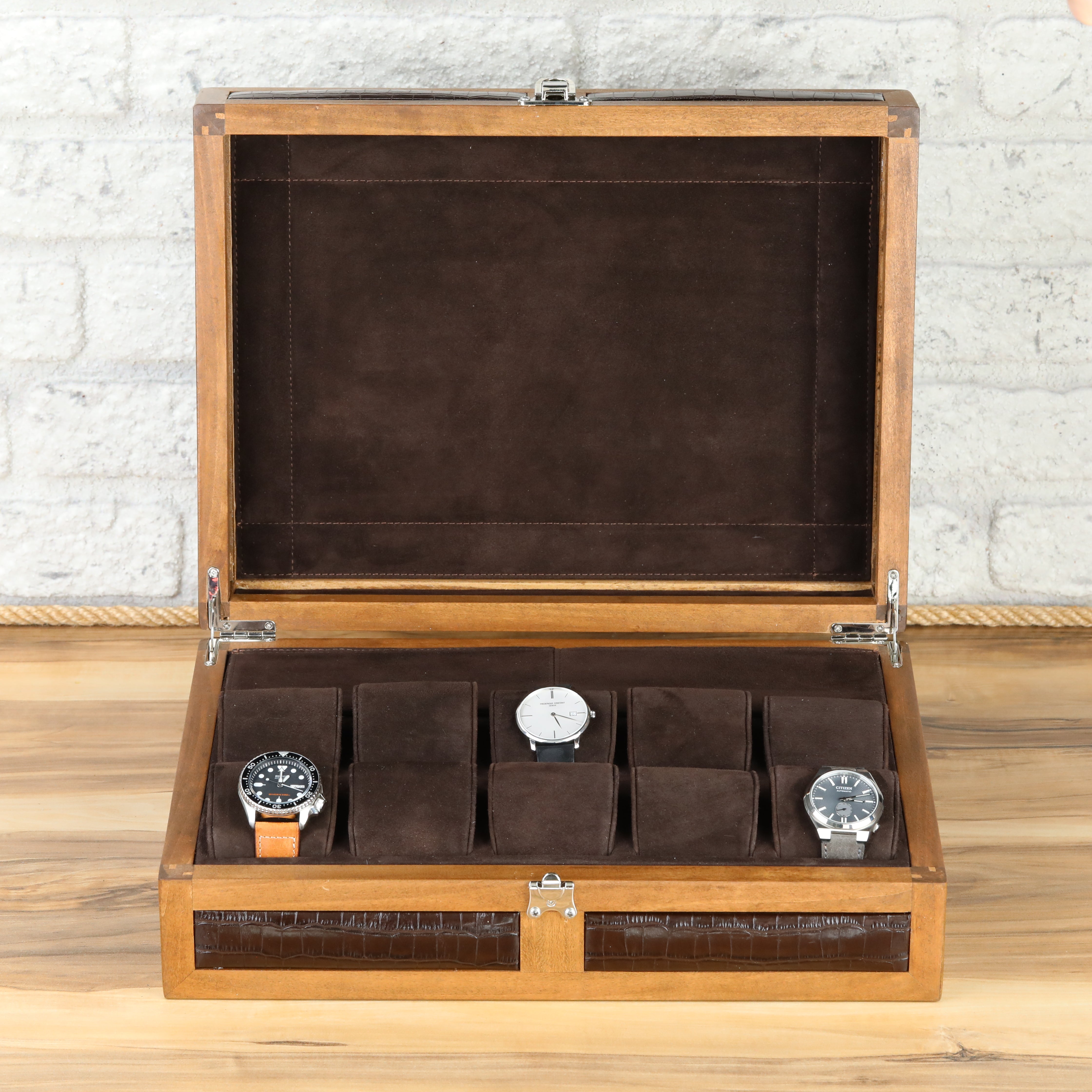 Heritage Wooden Watch Box for 10  / Brown