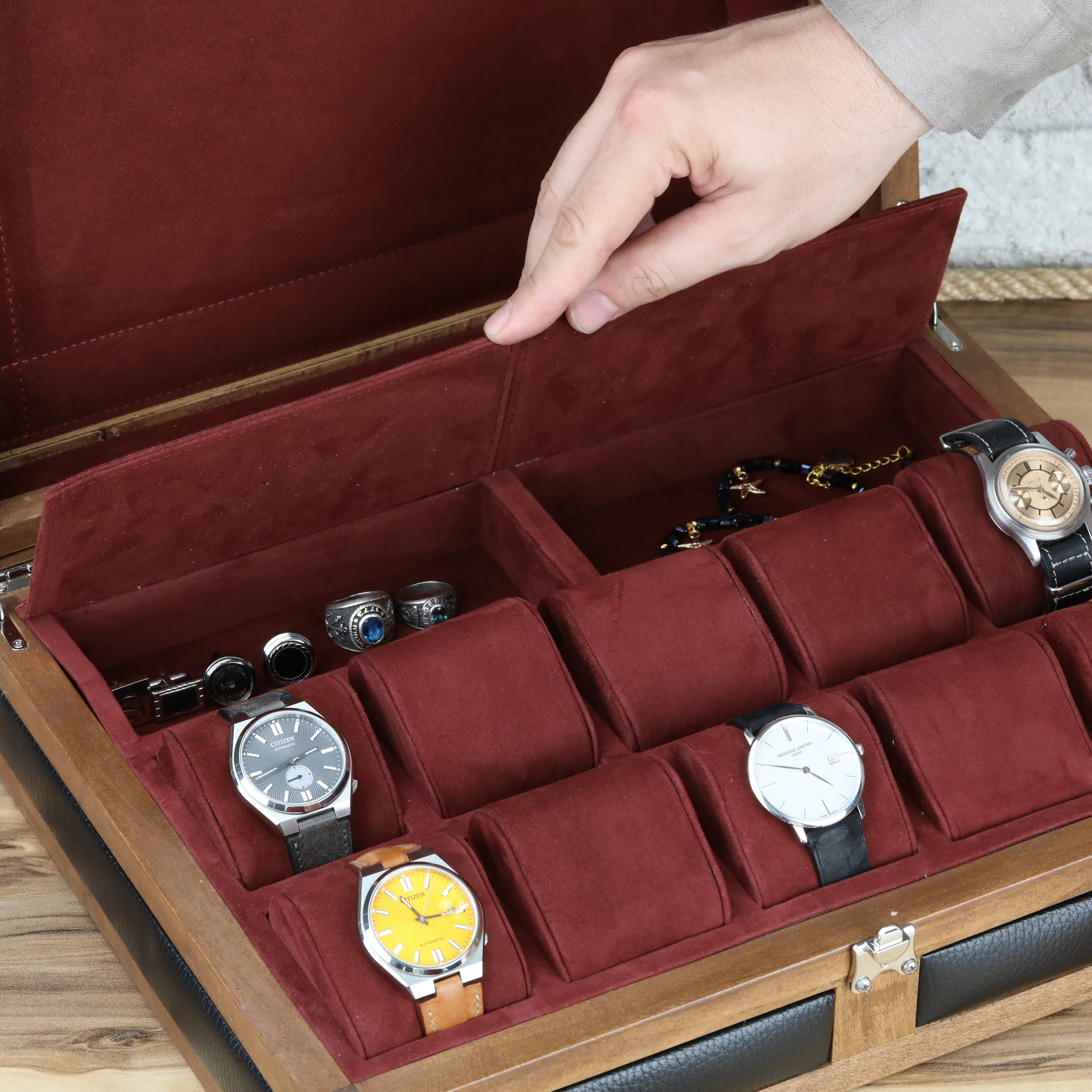 Heritage Wooden Watch Box for 10  / Black